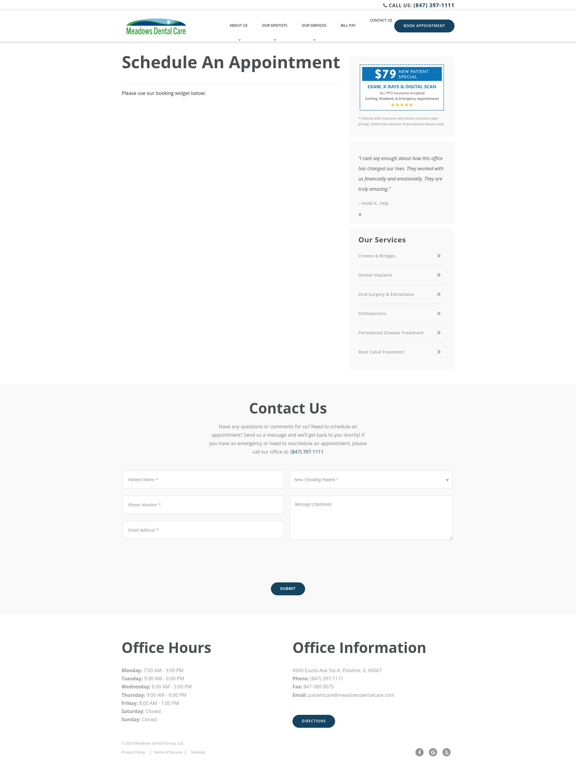 Screenshot of meadowsdentalcare.com