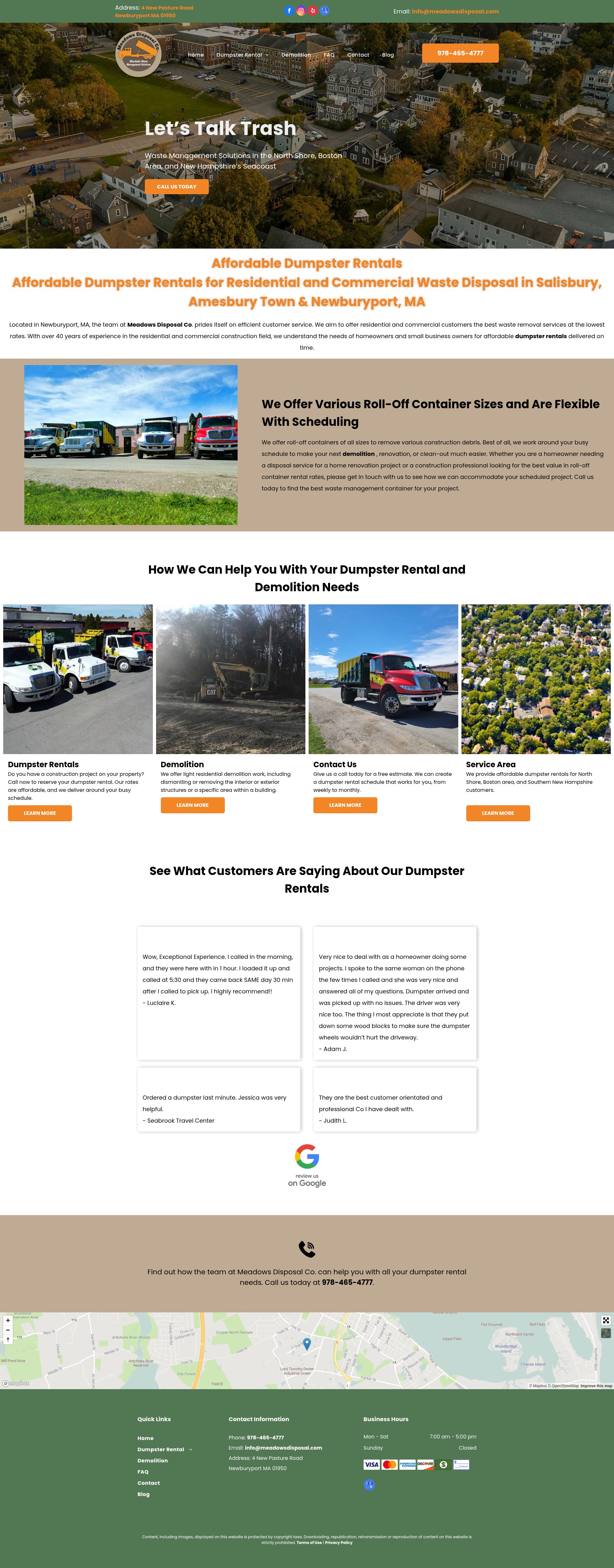 Screenshot of meadowsdisposal.com