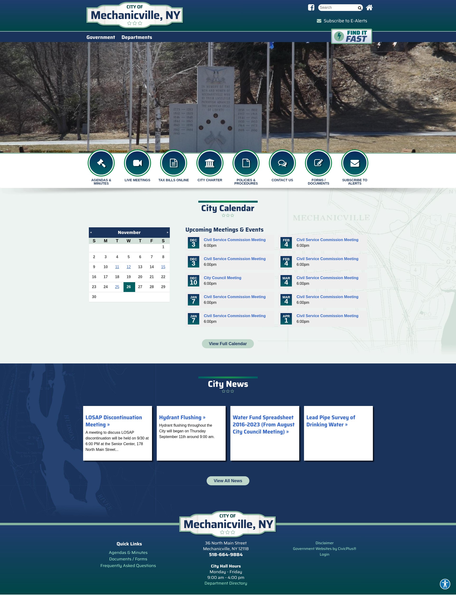 Screenshot of mechanicvilleny.gov