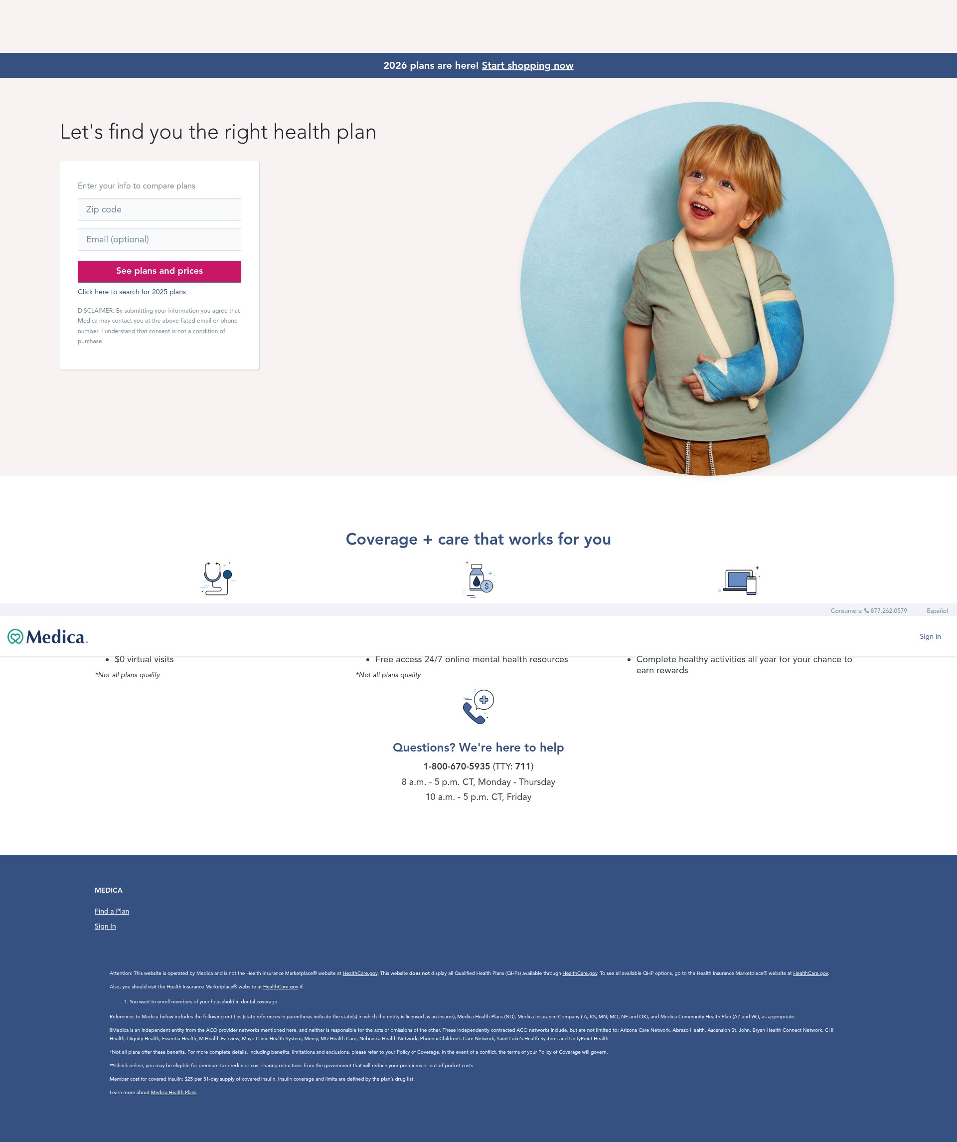 Screenshot of medica.healthsherpa.com