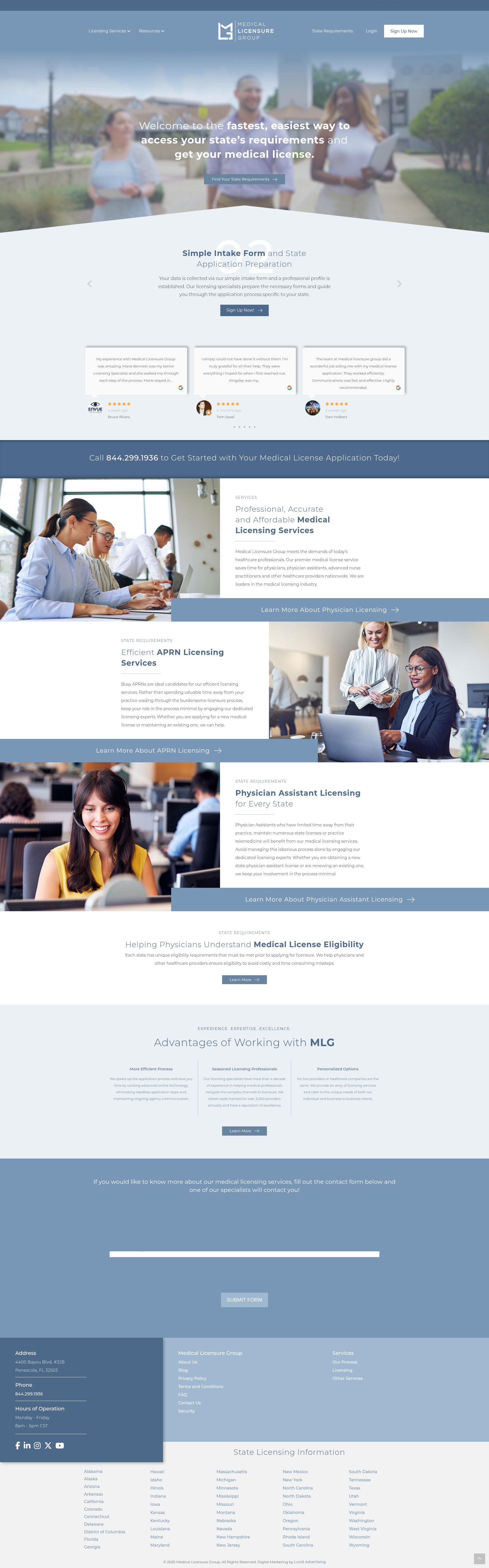 Screenshot of medicallicensuregroup.com
