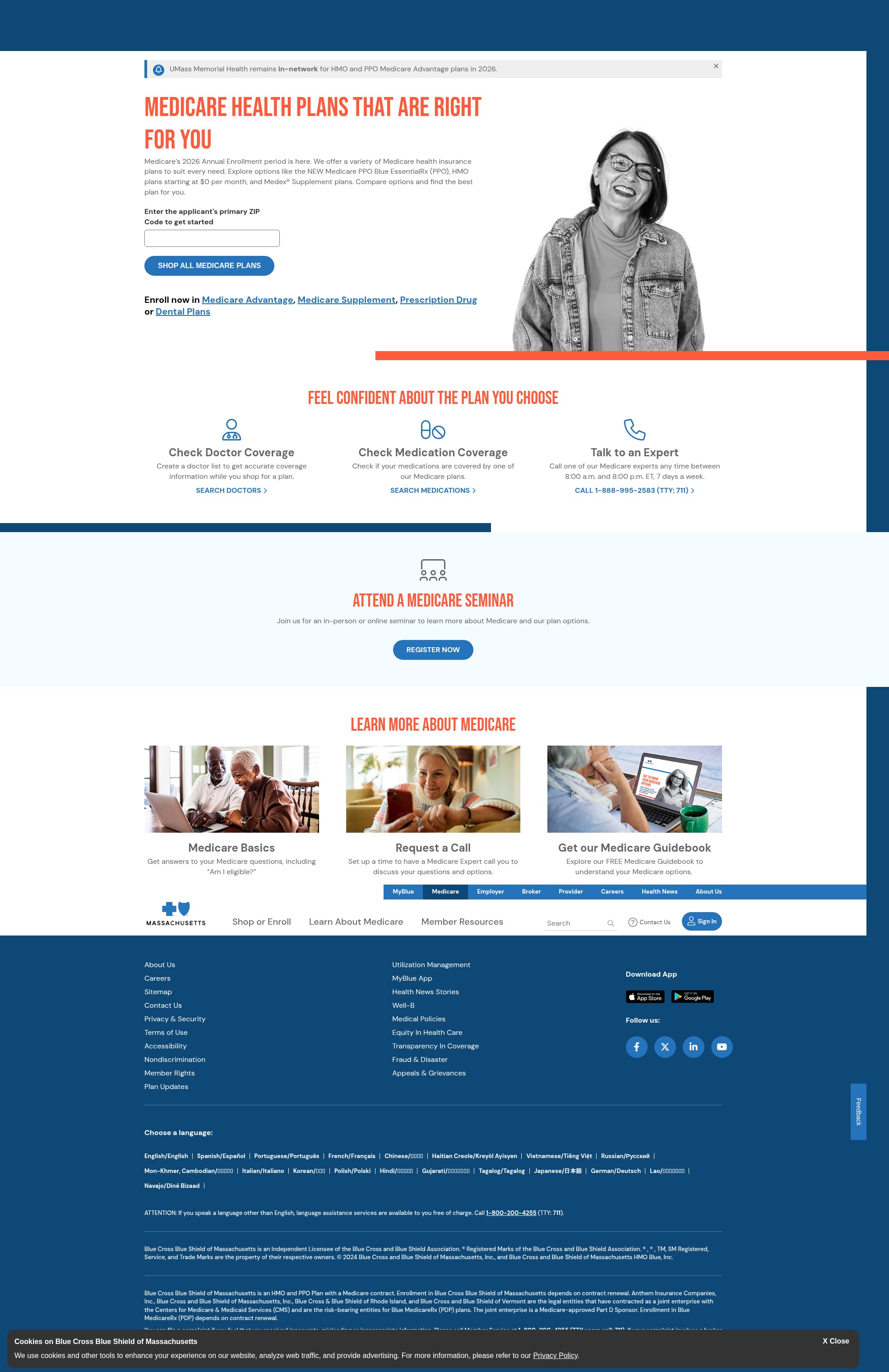 Screenshot of medicare.bluecrossma.com