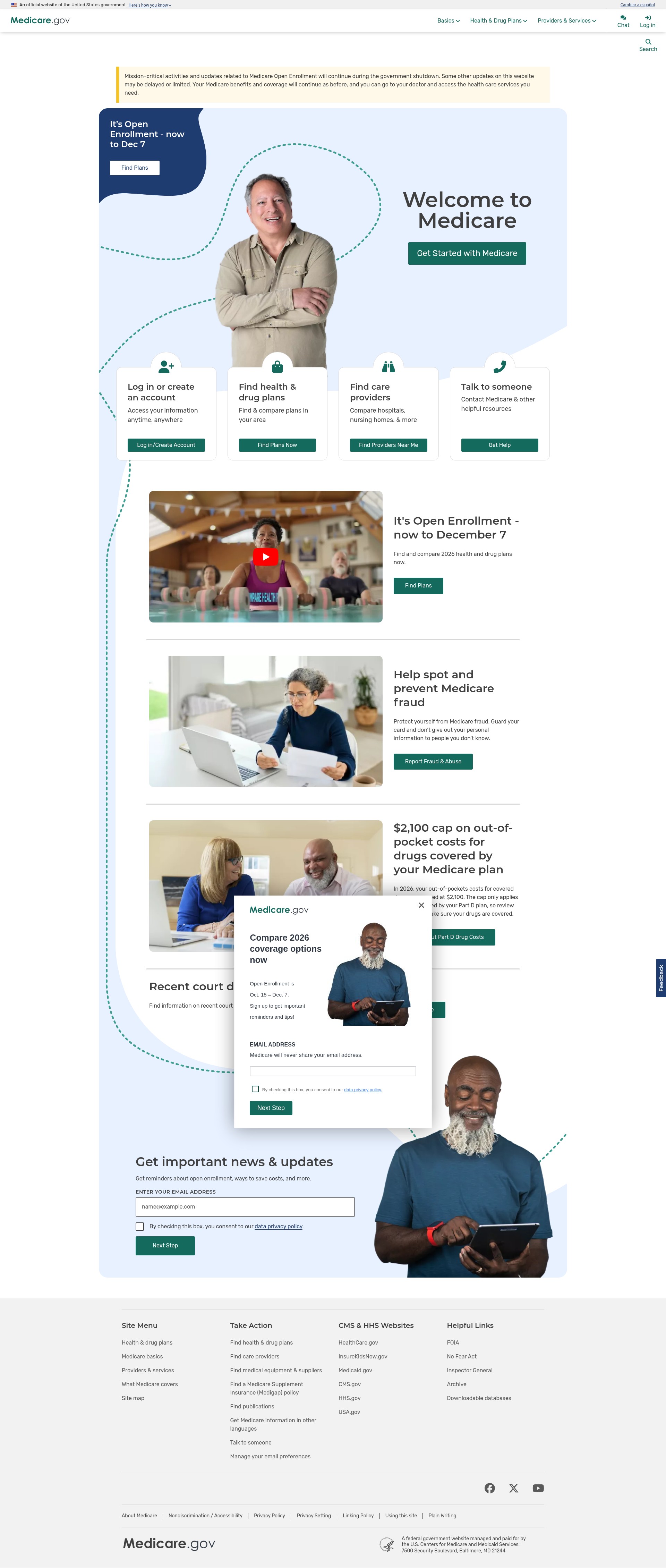 Screenshot of medicare.gov