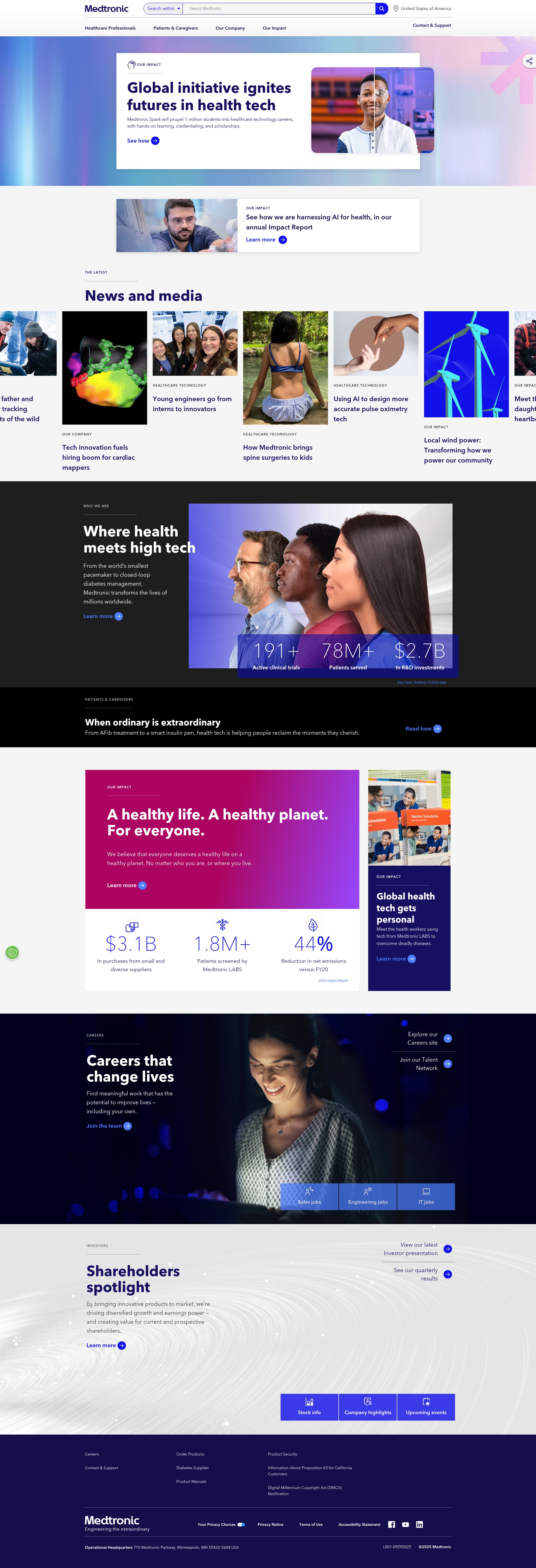 Screenshot of medtronic.com
