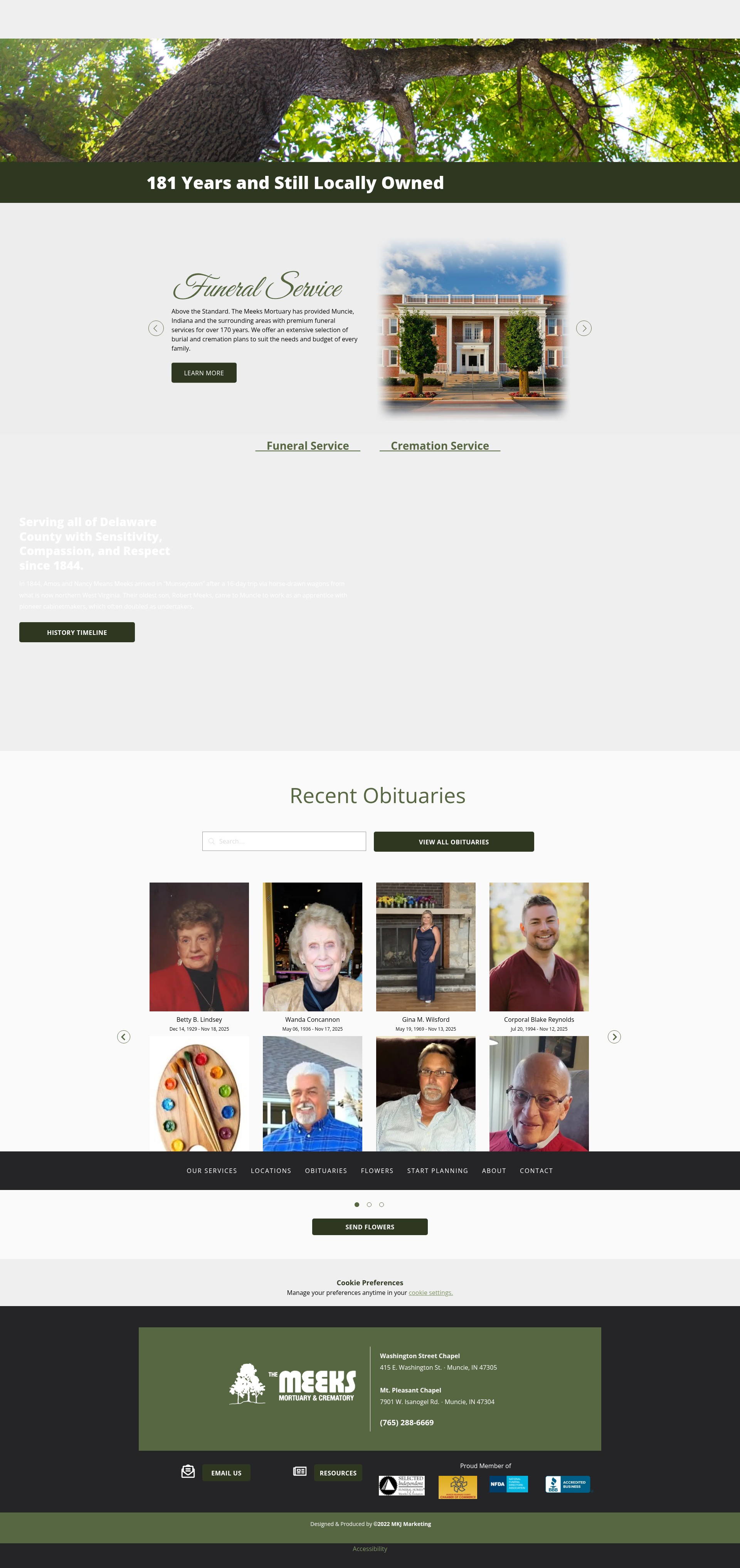Screenshot of meeksmortuary.com
