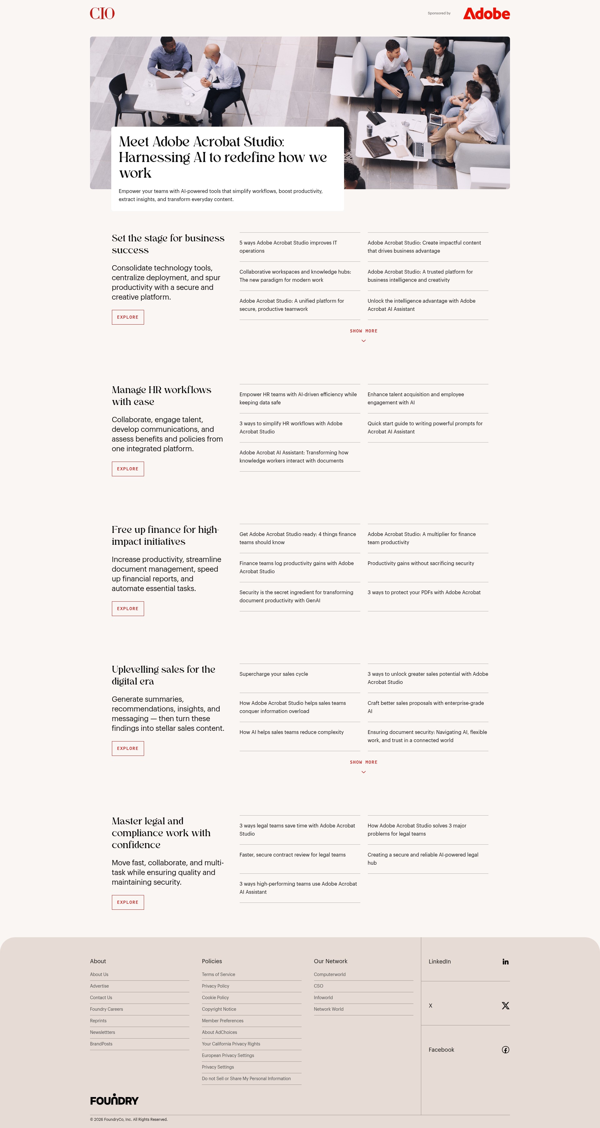 Screenshot of meetacrobatstudio.cio.com