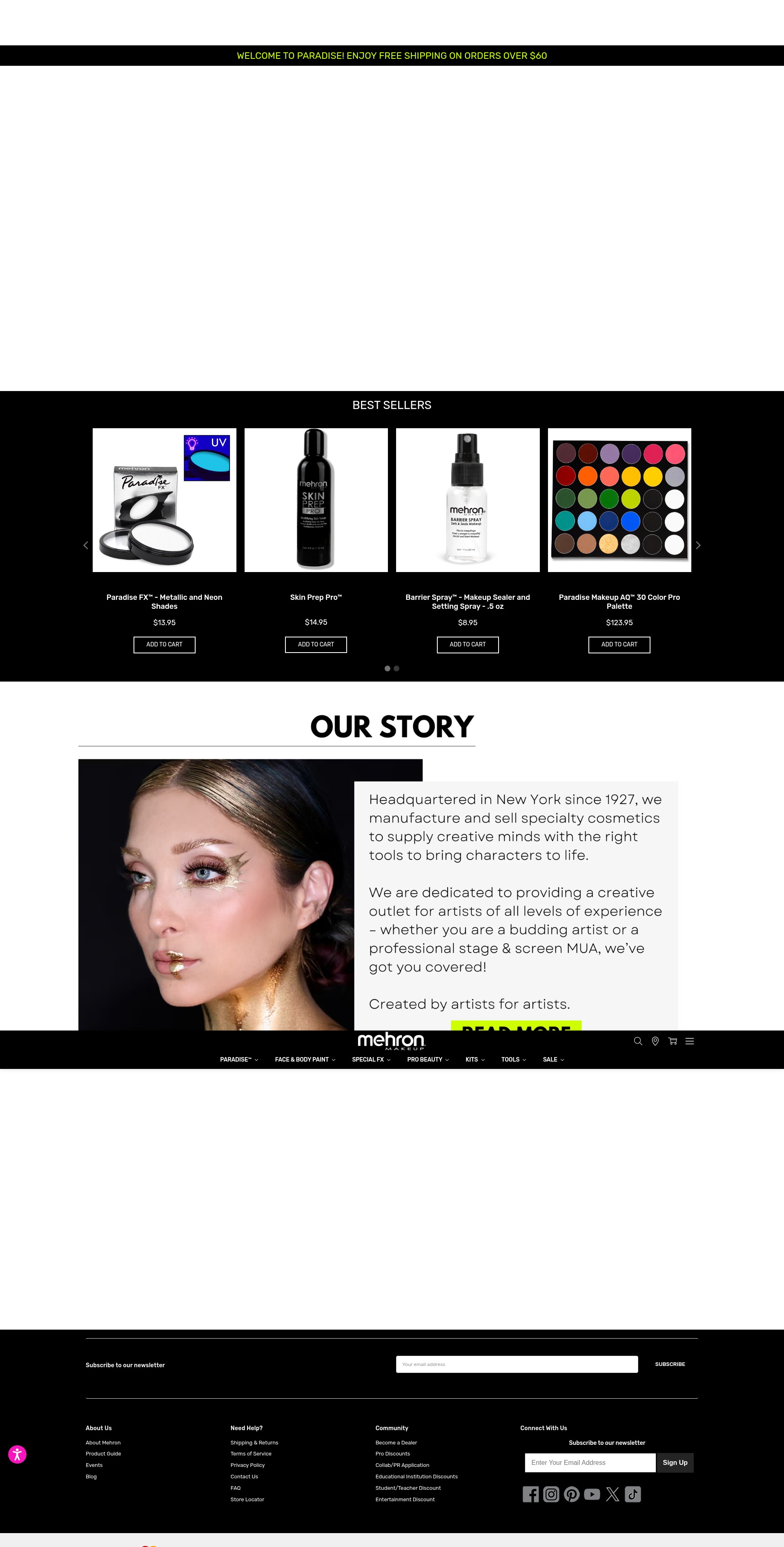 Screenshot of mehron.com