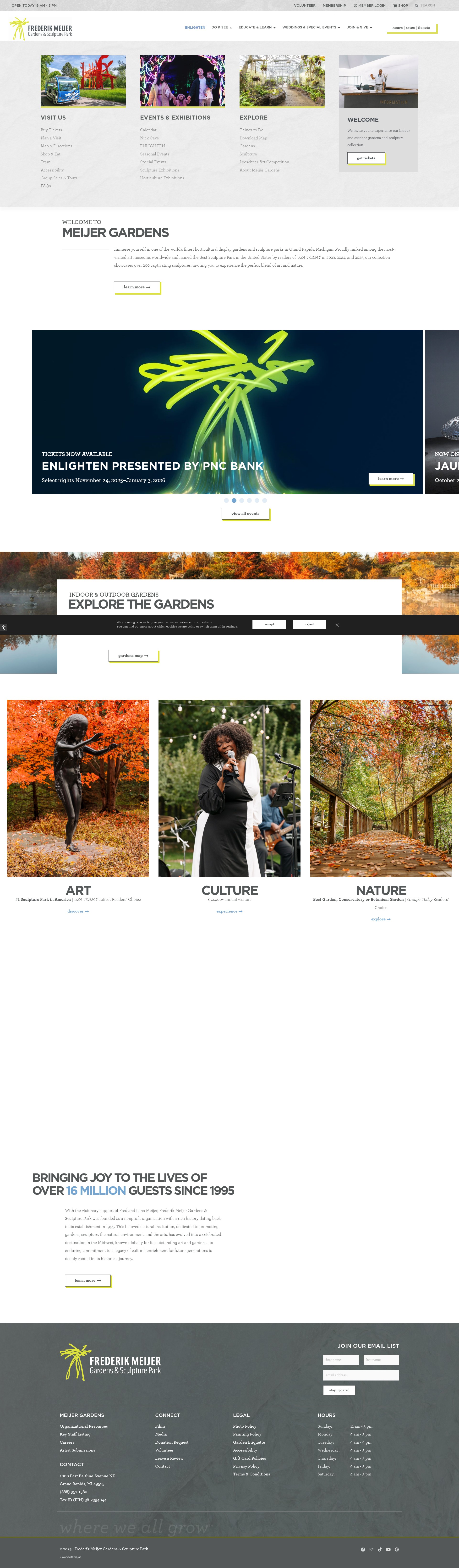Screenshot of meijergardens.org
