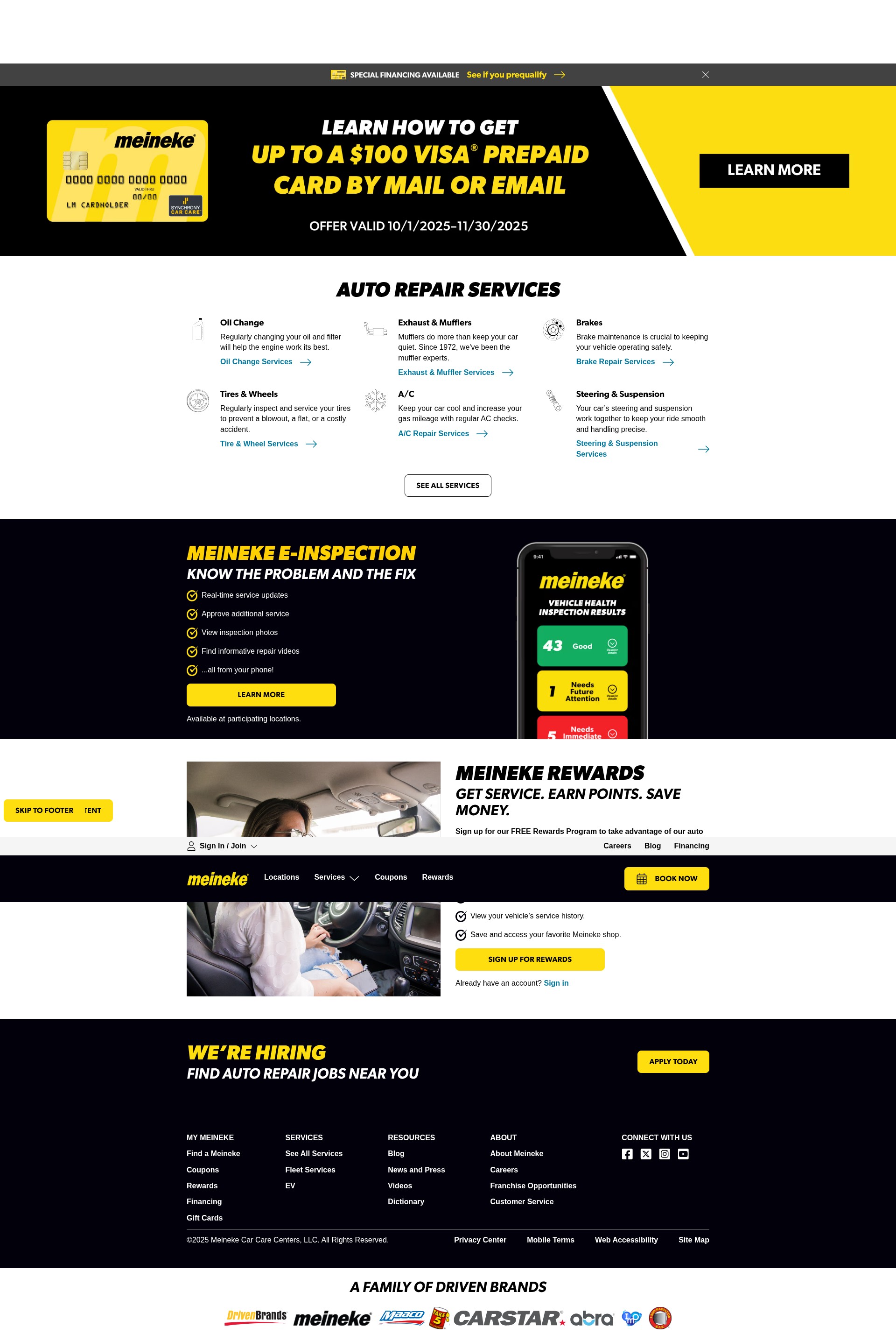 Screenshot of meineke.com