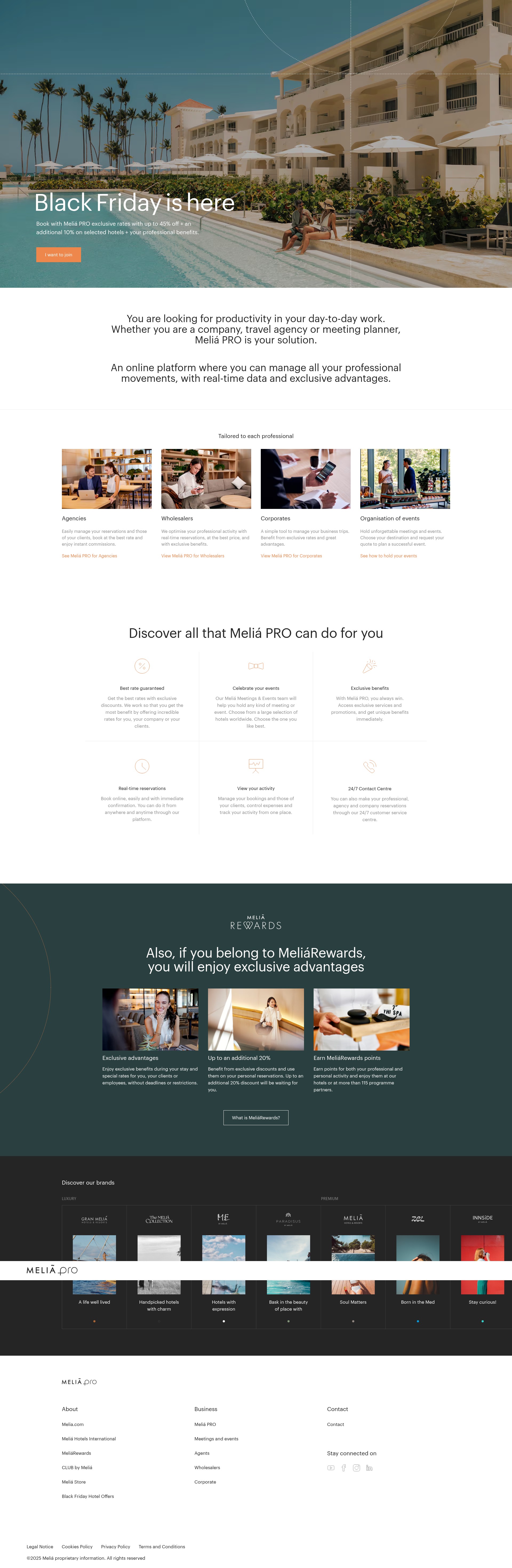 Screenshot of meliapro.melia.com
