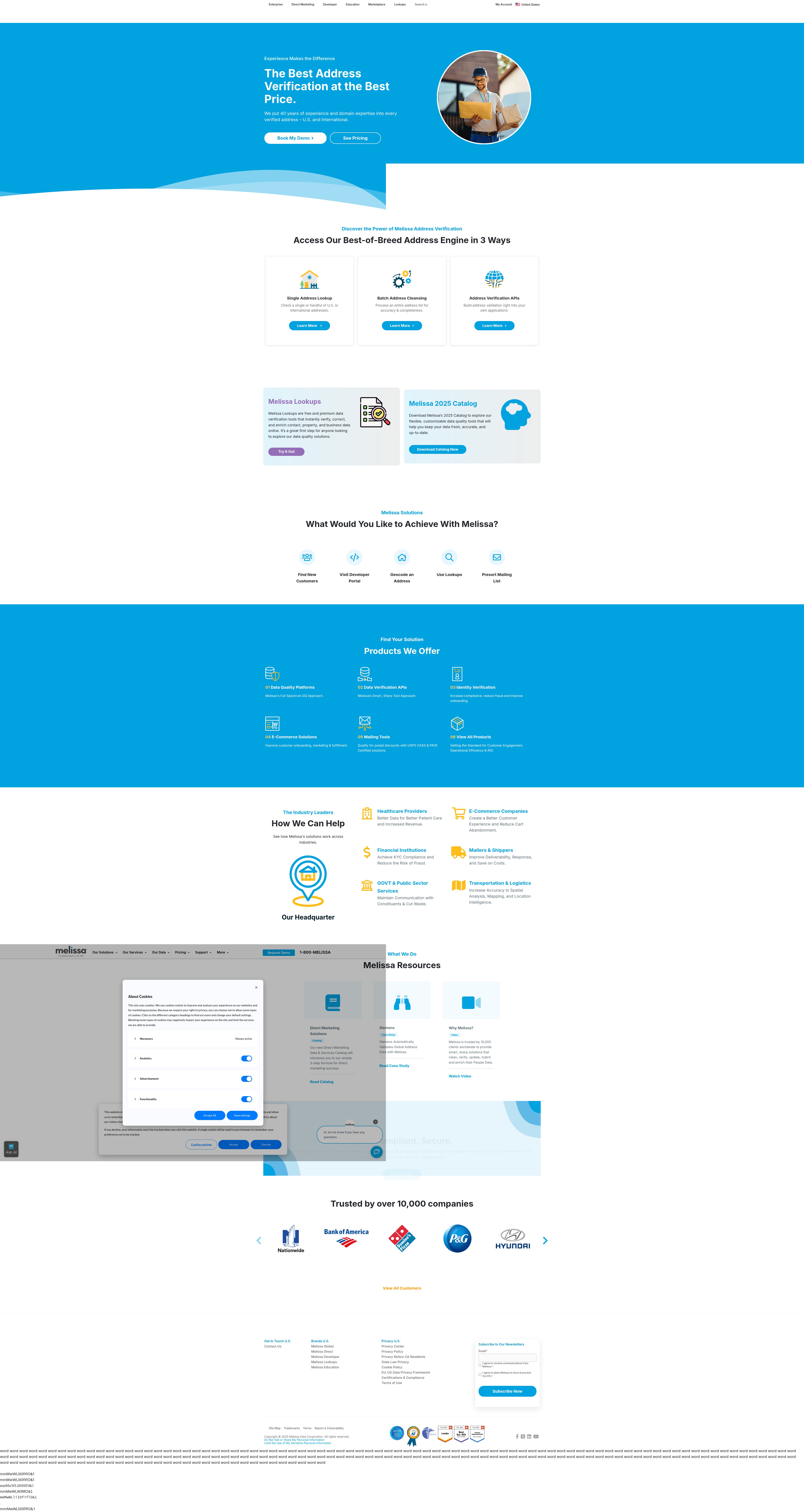 Screenshot of melissa.com