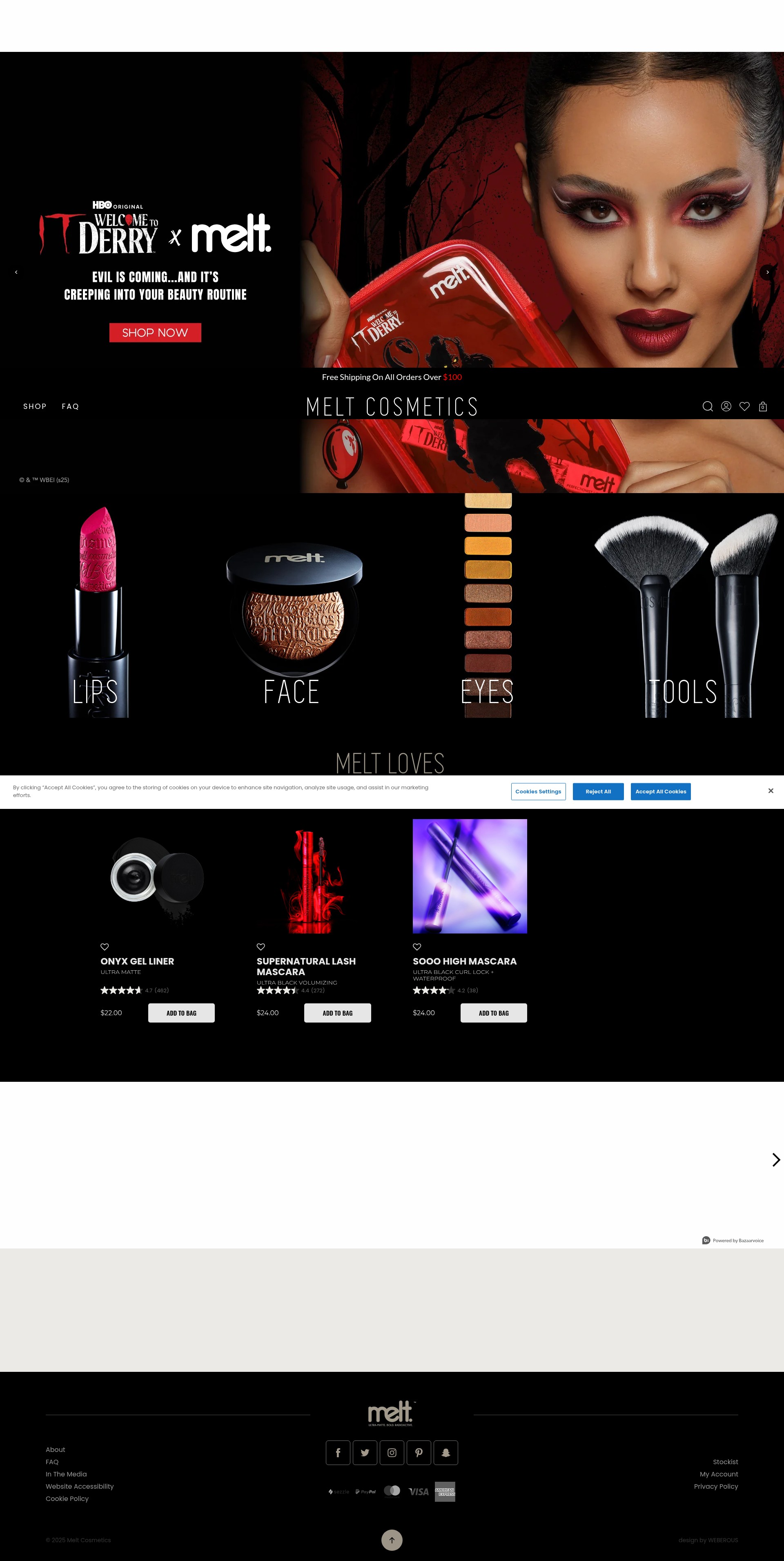 Screenshot of meltcosmetics.com