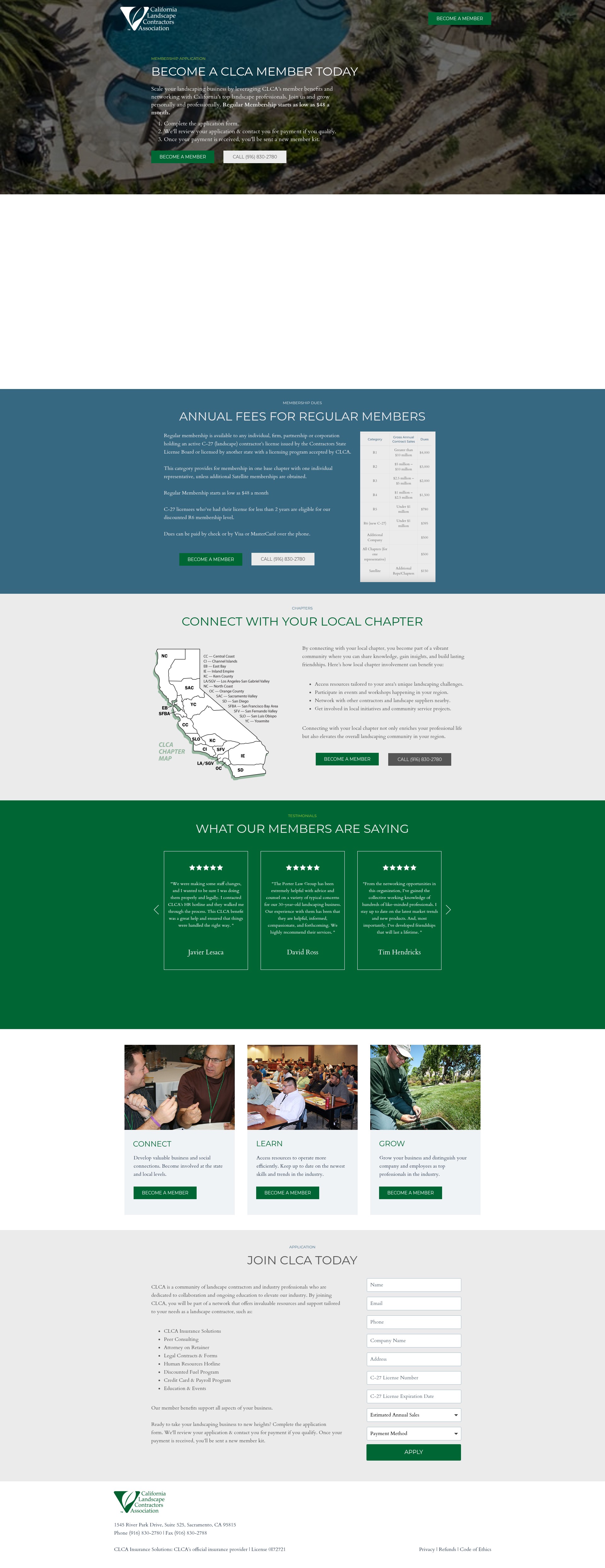 Screenshot of membership.clca.org
