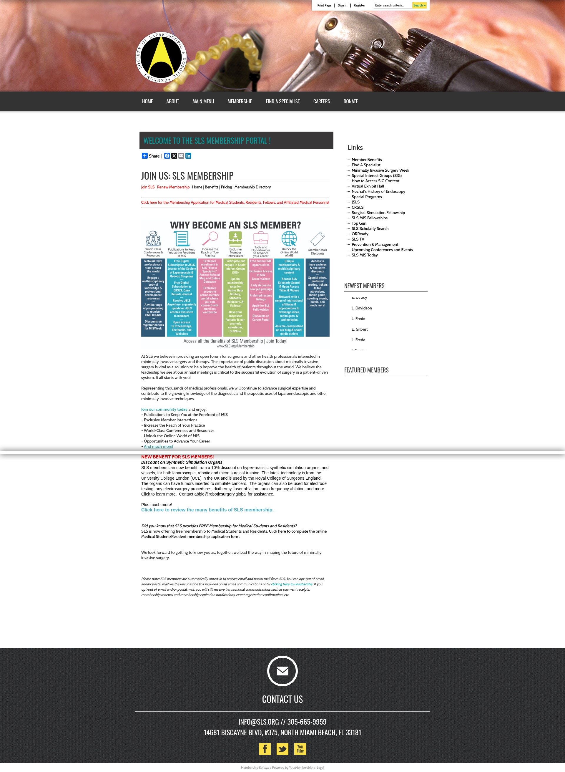 Screenshot of membership.sls.org