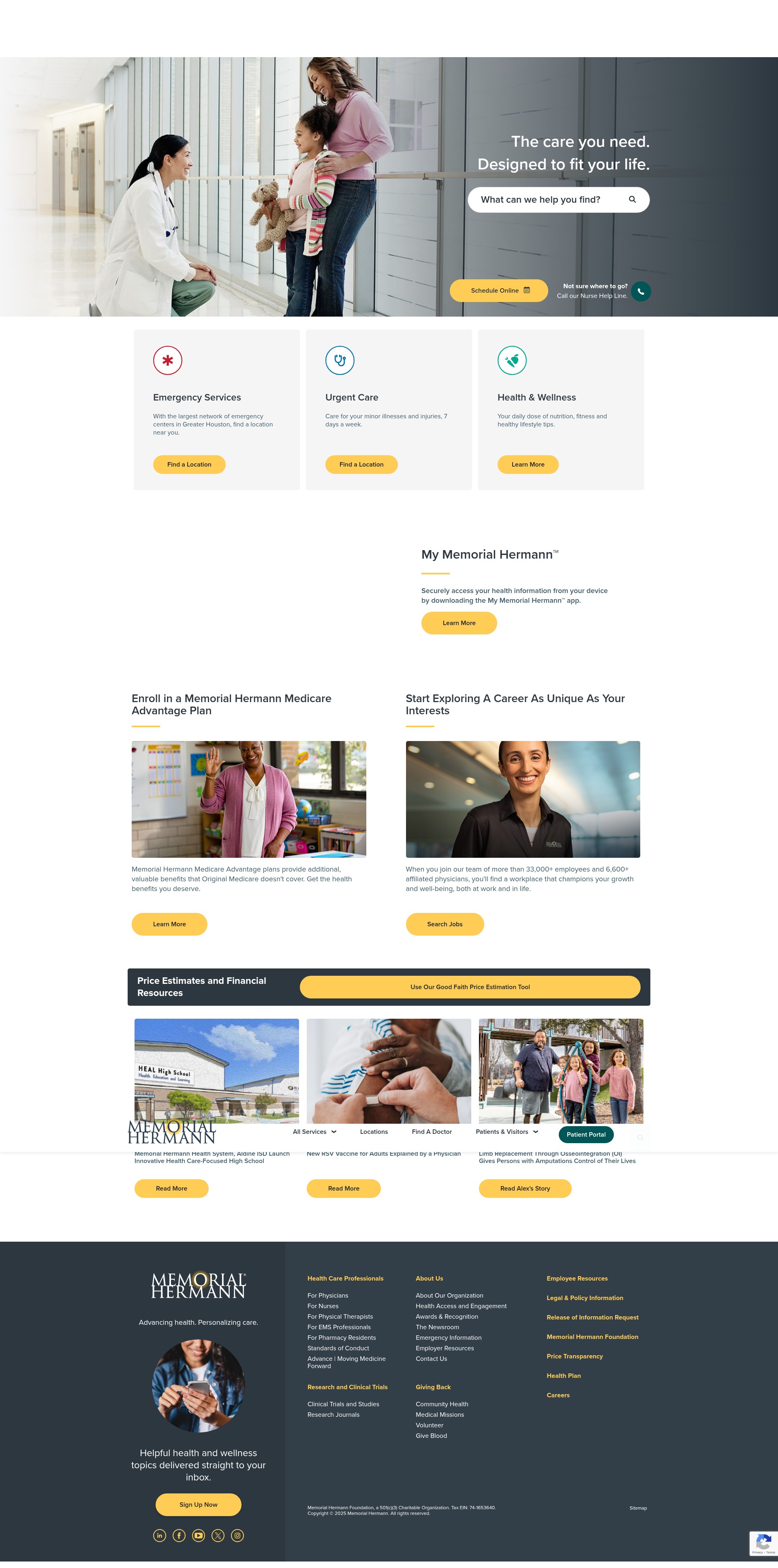 Screenshot of memorialhermann.org