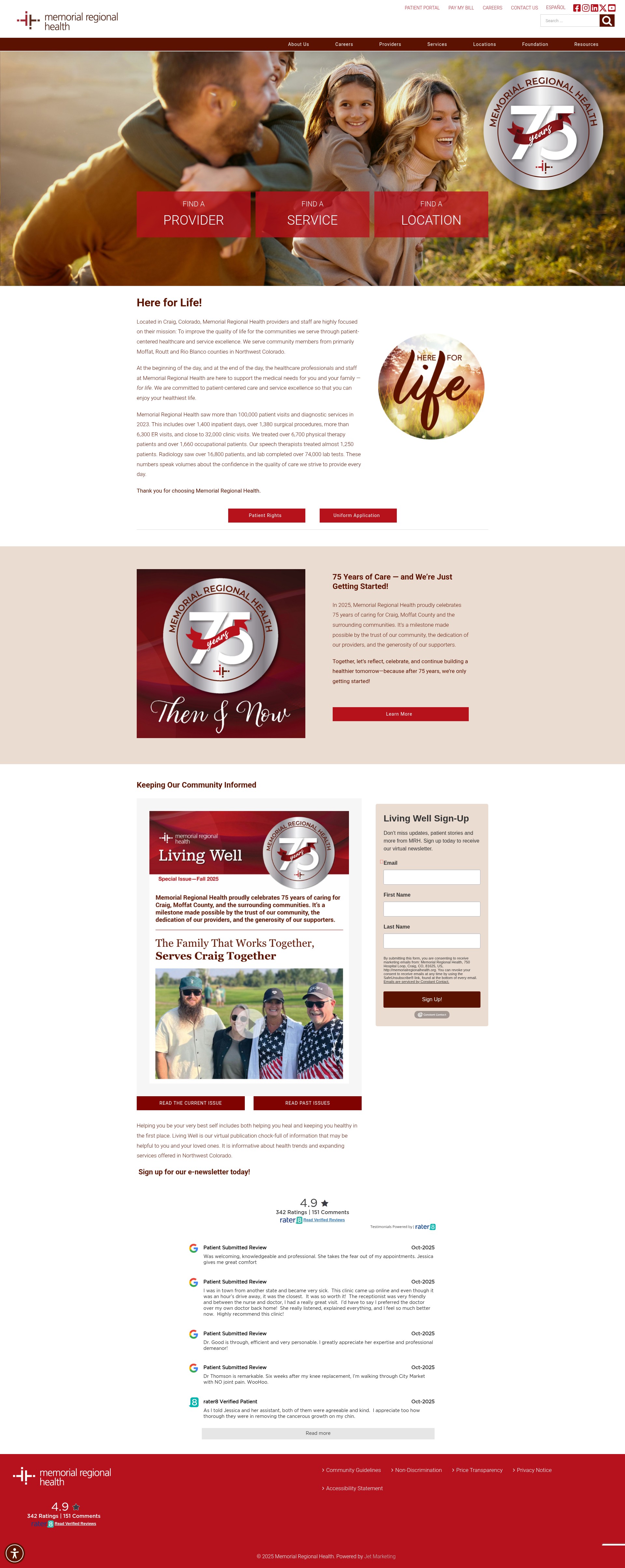 Screenshot of memorialregionalhealth.com