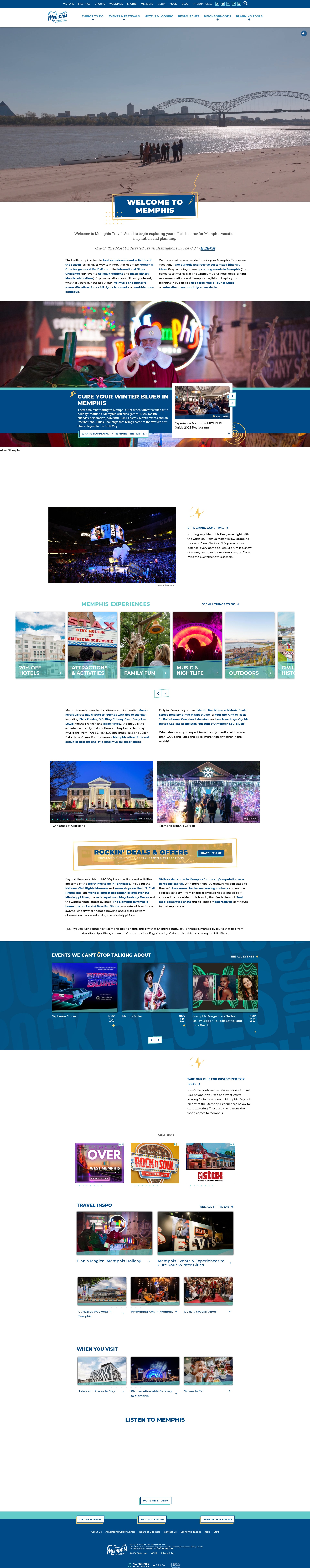 Screenshot of memphistravel.com