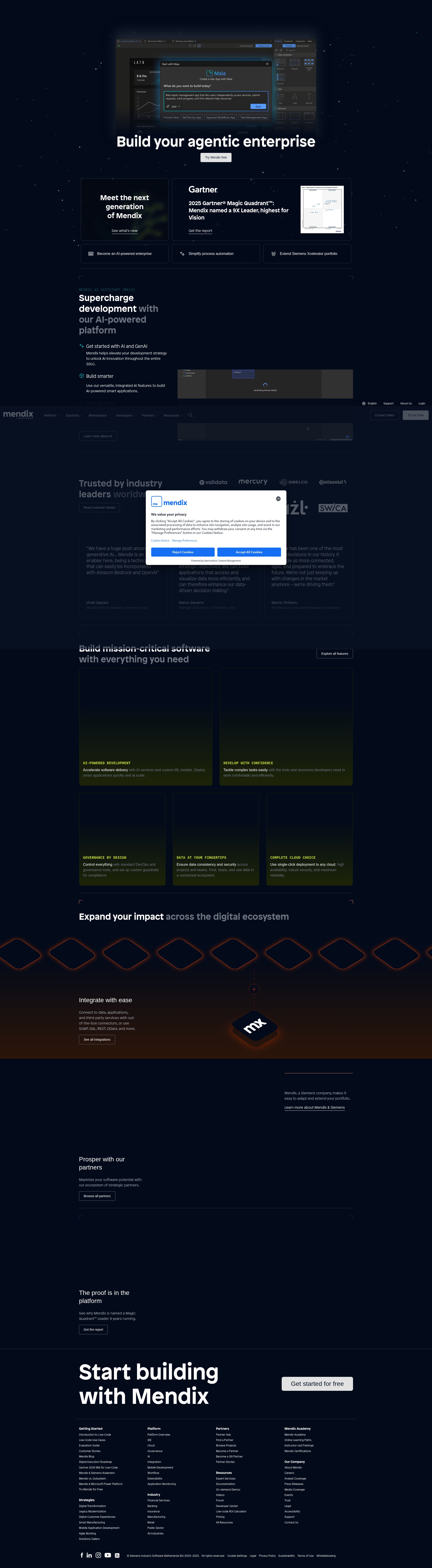 Screenshot of mendix.com