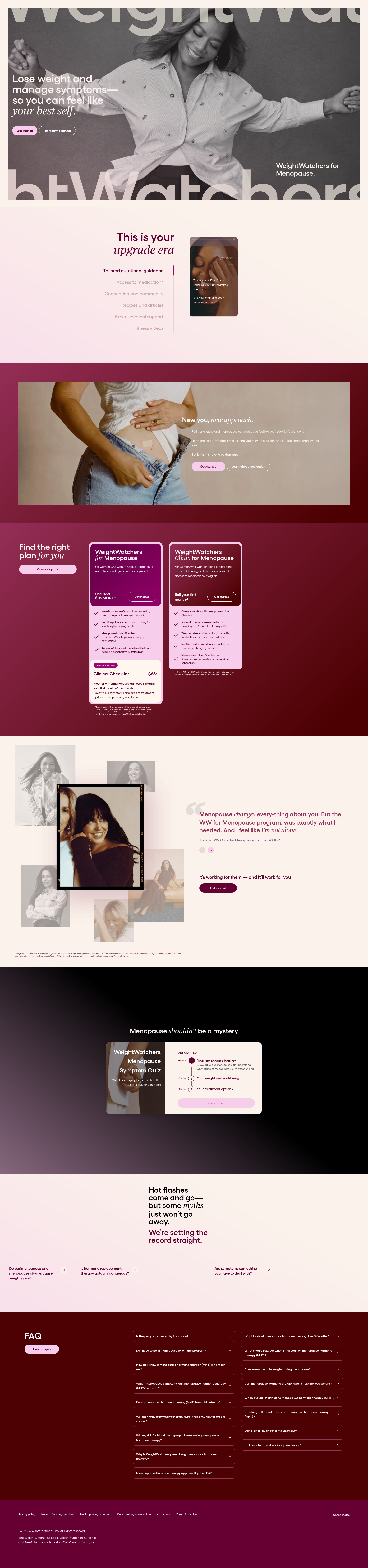 Screenshot of menopause.weightwatchers.com