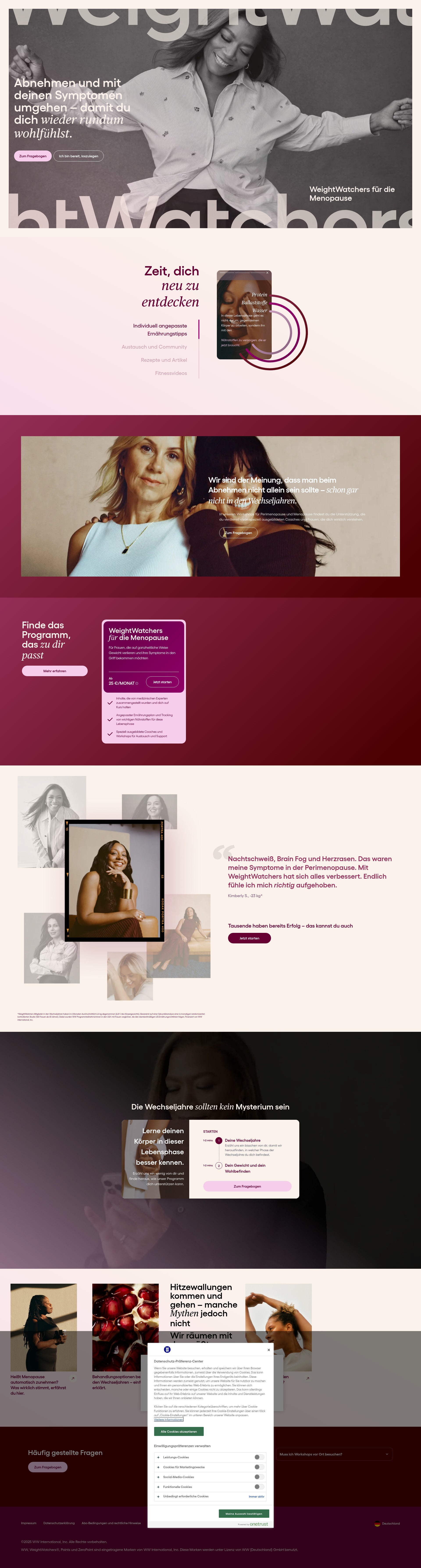 Screenshot of menopause.weightwatchers.de
