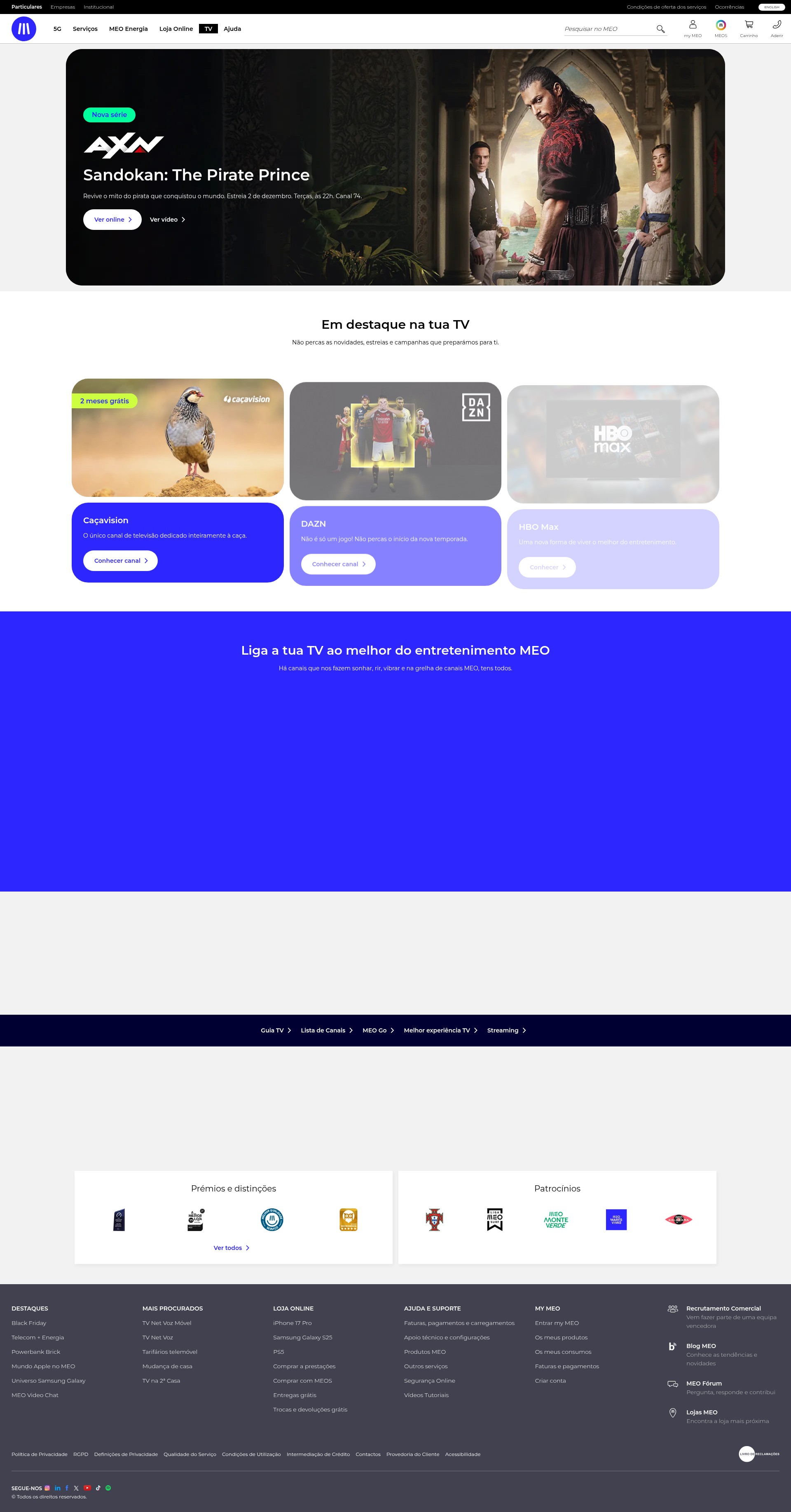 Screenshot of meo.pt