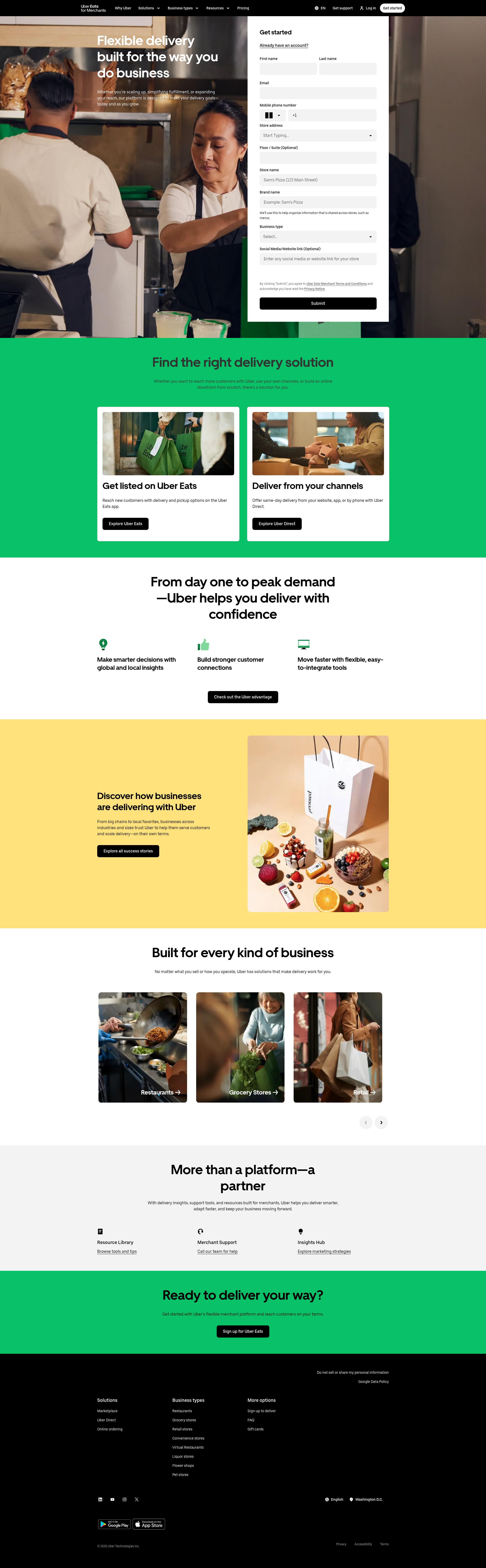 Screenshot of merchants.ubereats.com