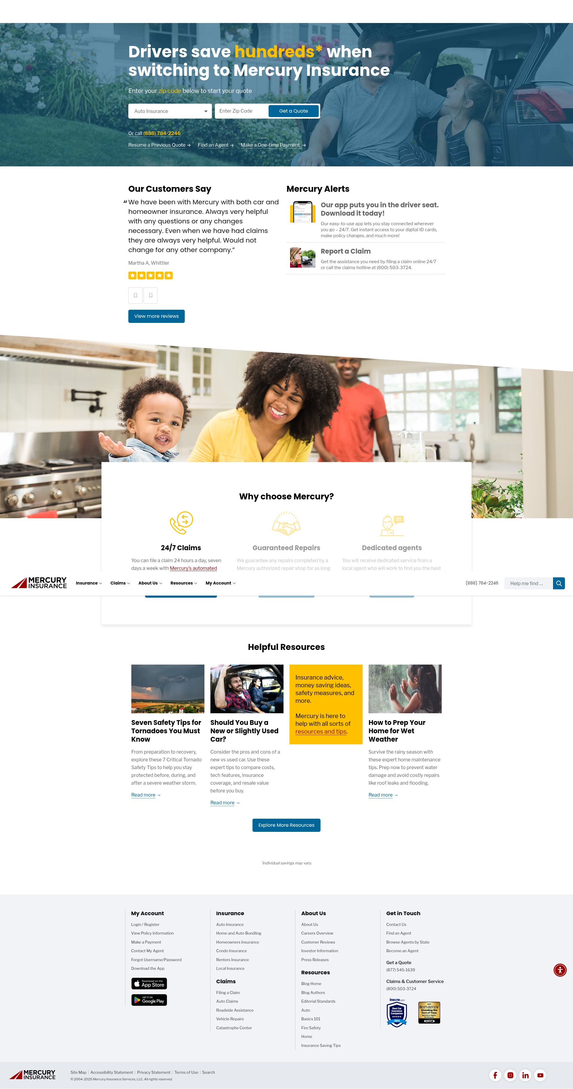 Screenshot of mercuryinsurance.com