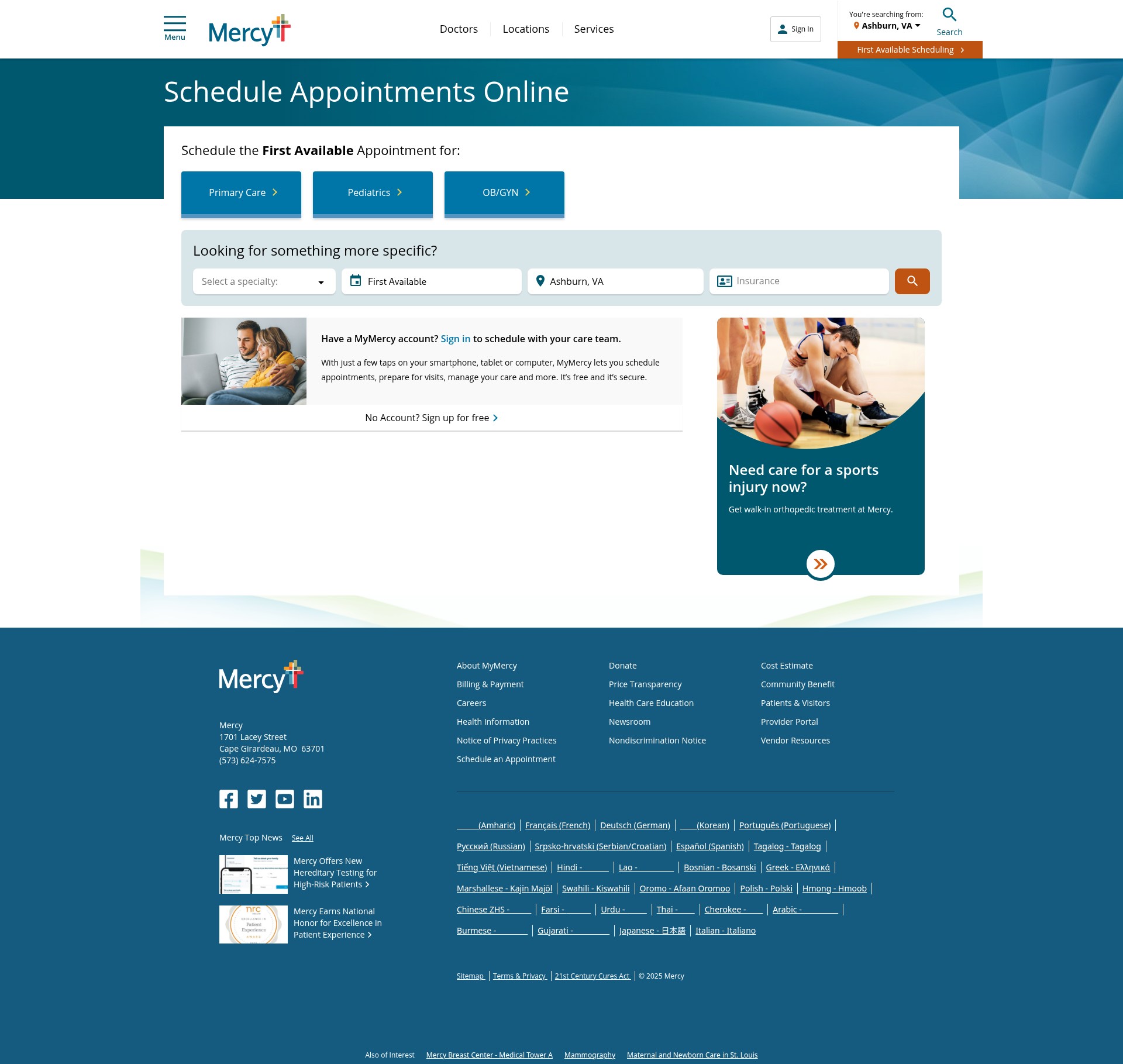 Screenshot of mercy.net