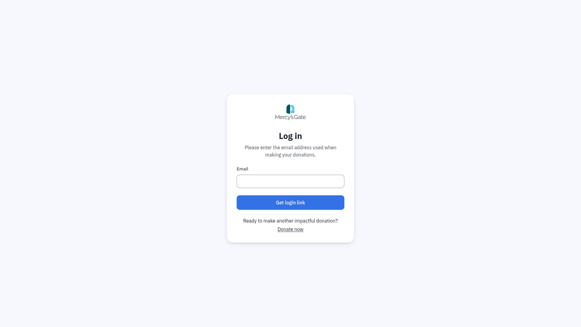 Screenshot of mercysgatecs.donorsupport.co