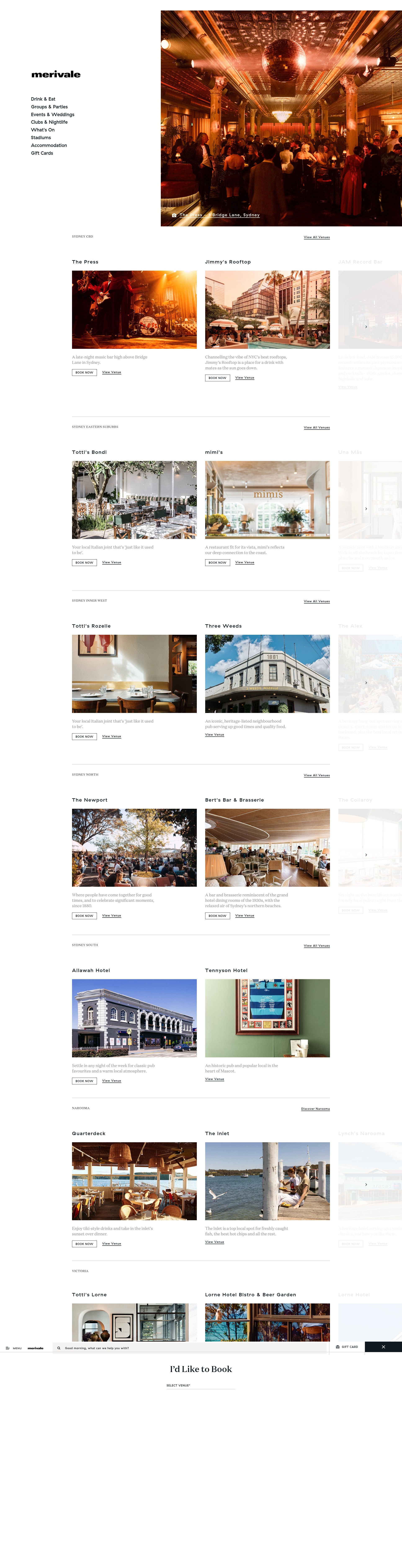 Screenshot of merivale.com