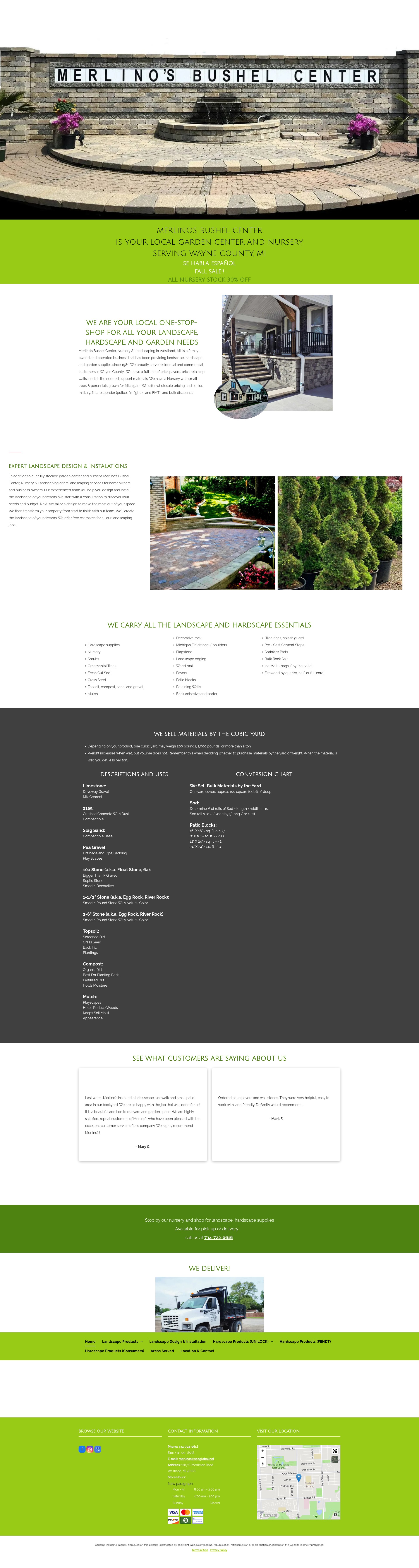 Screenshot of merlinosbushelcenter.com