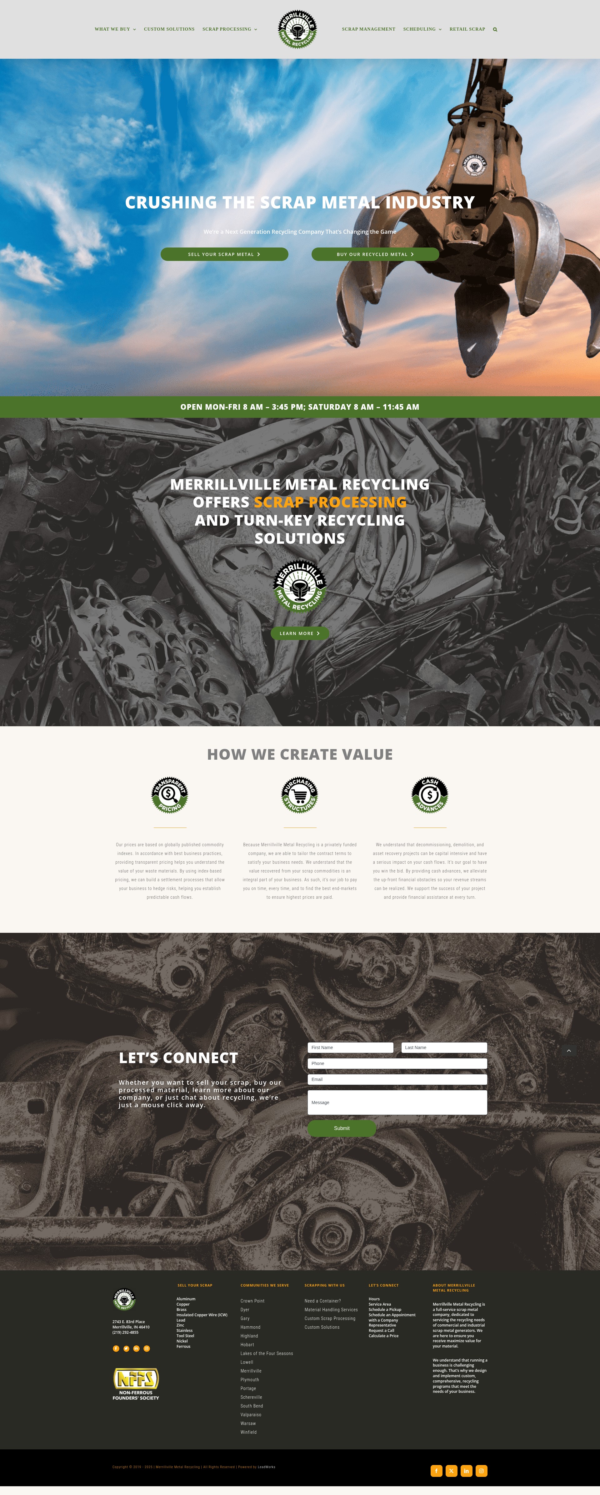 Screenshot of merrillvillemetalrecycling.com