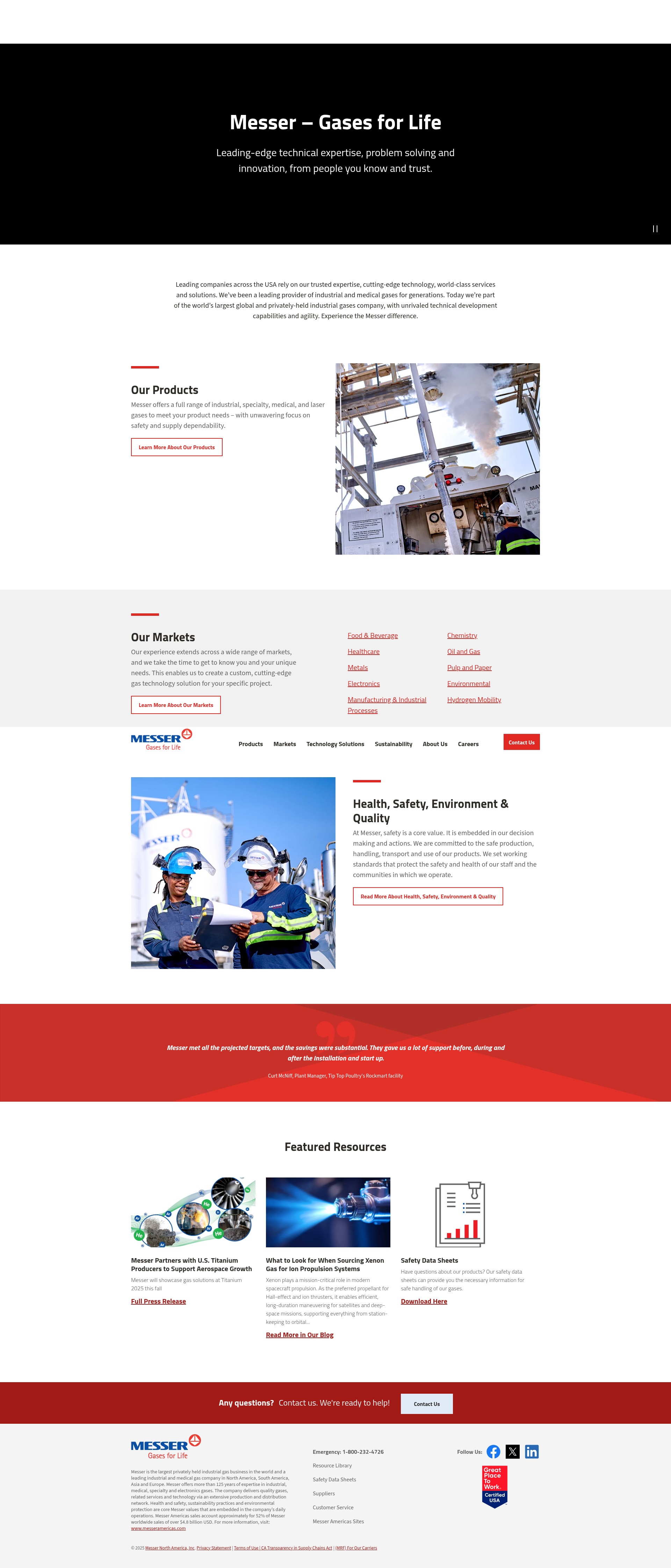 Screenshot of messer-us.com