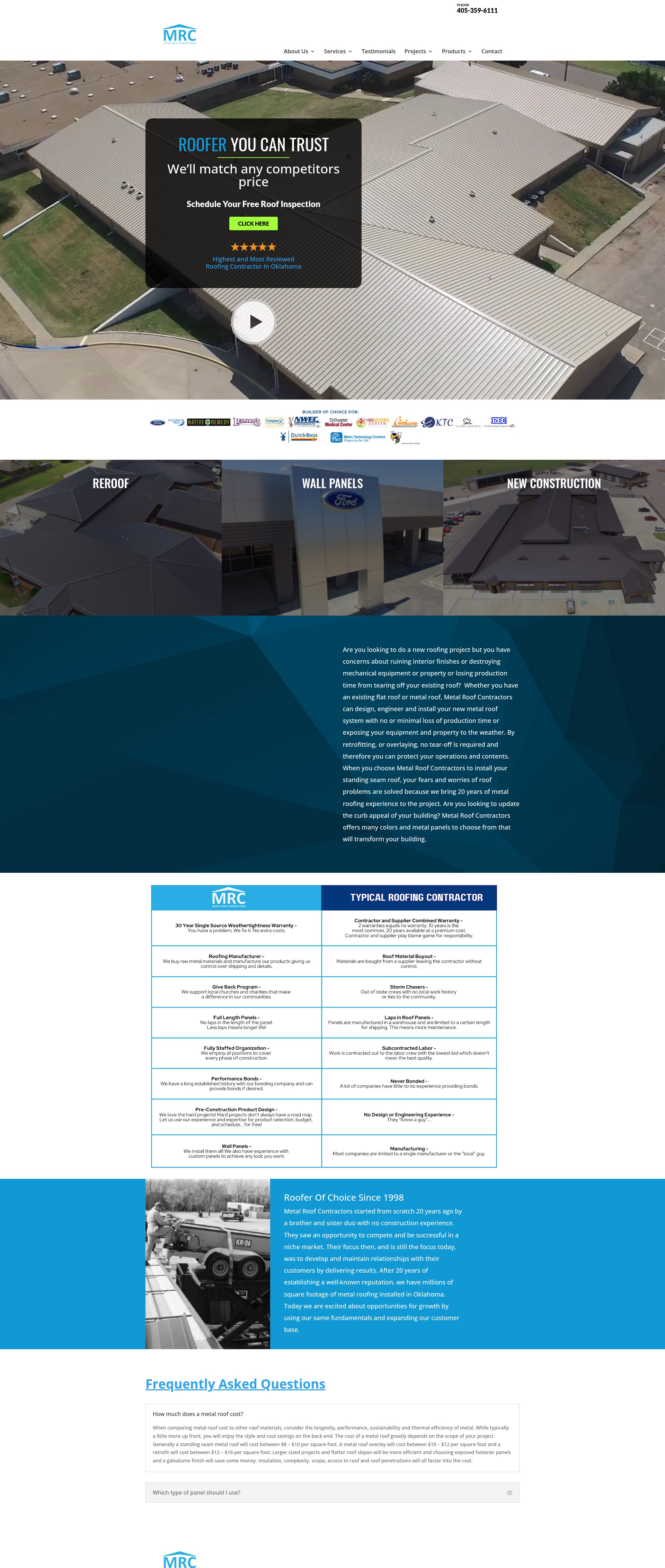 Screenshot of metalroofcontractorsok.com
