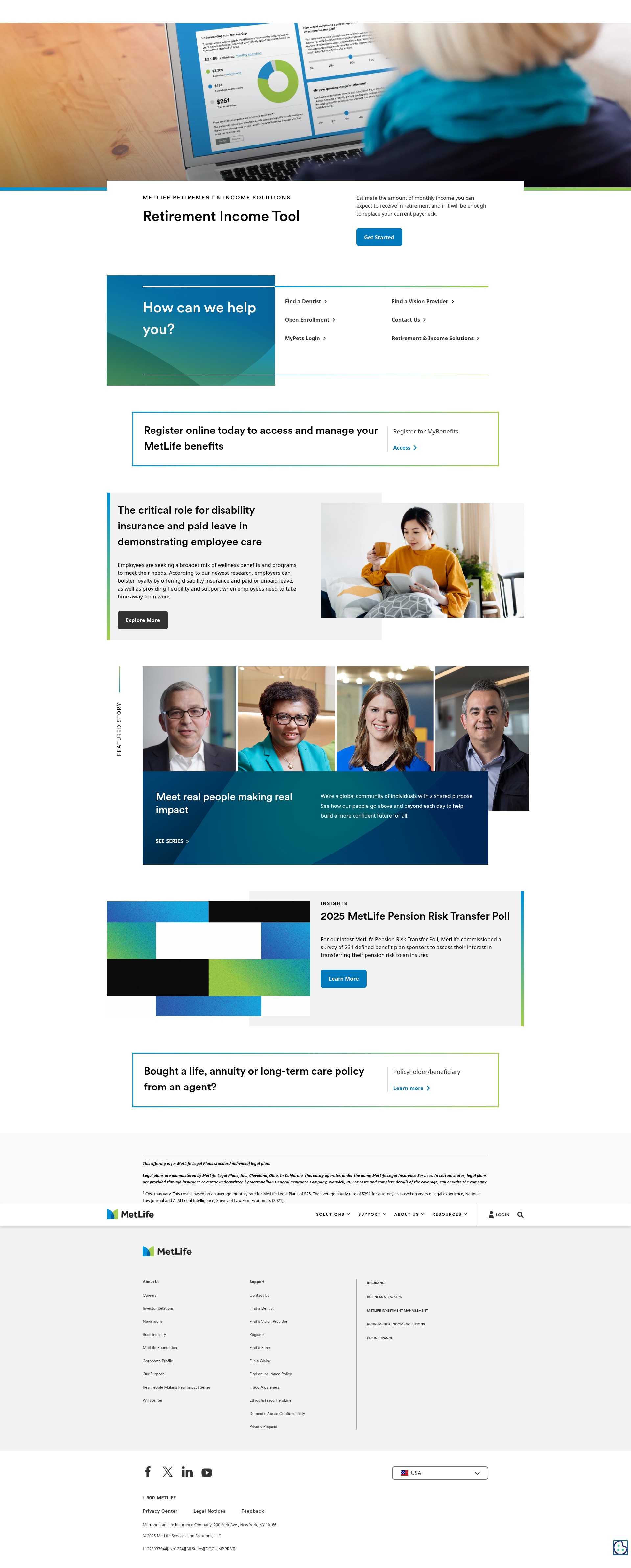 Screenshot of metlife.com