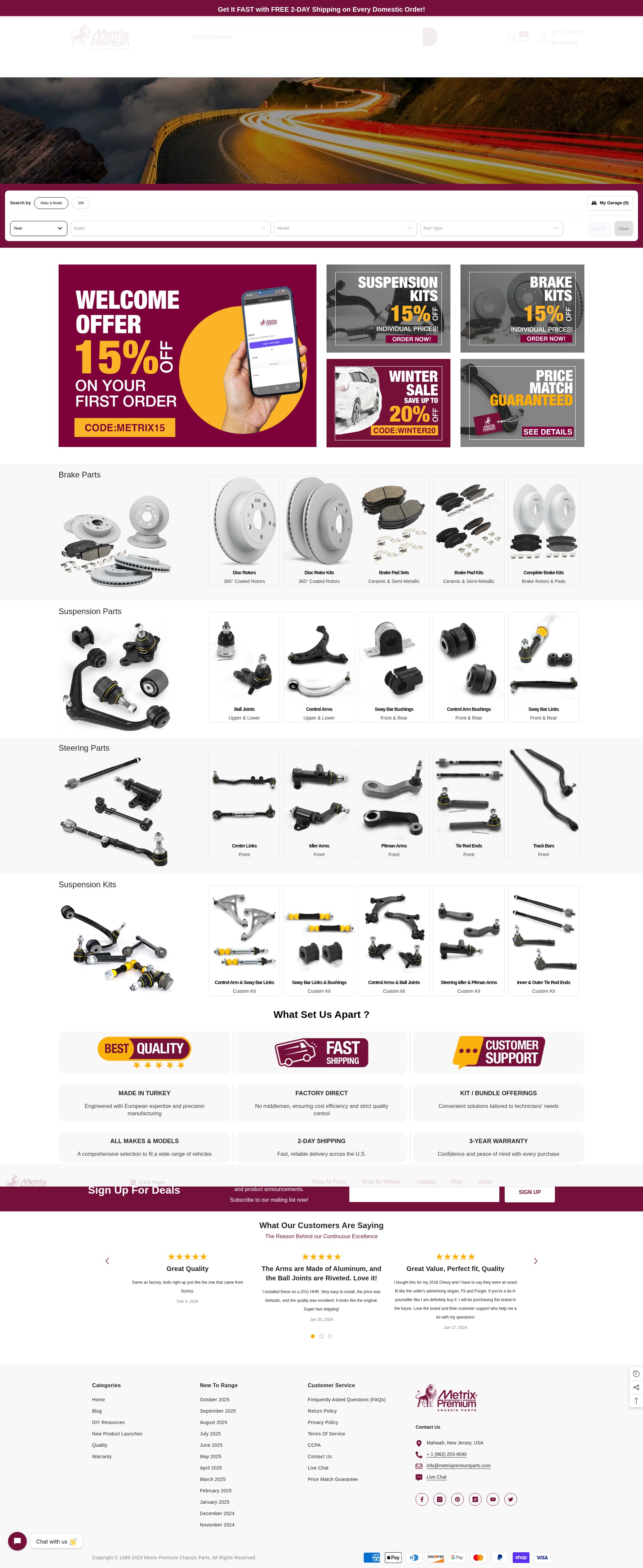Screenshot of metrixpremiumparts.com