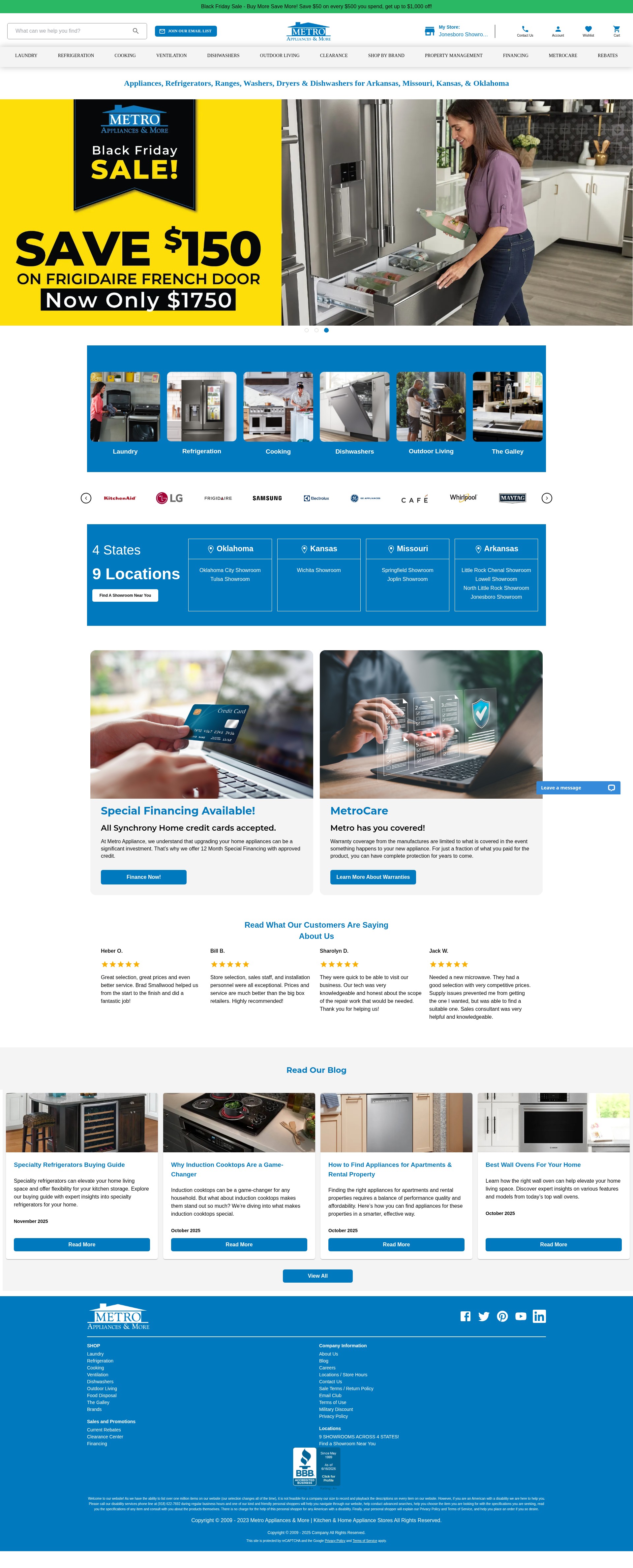 Screenshot of metroappliancesandmore.com