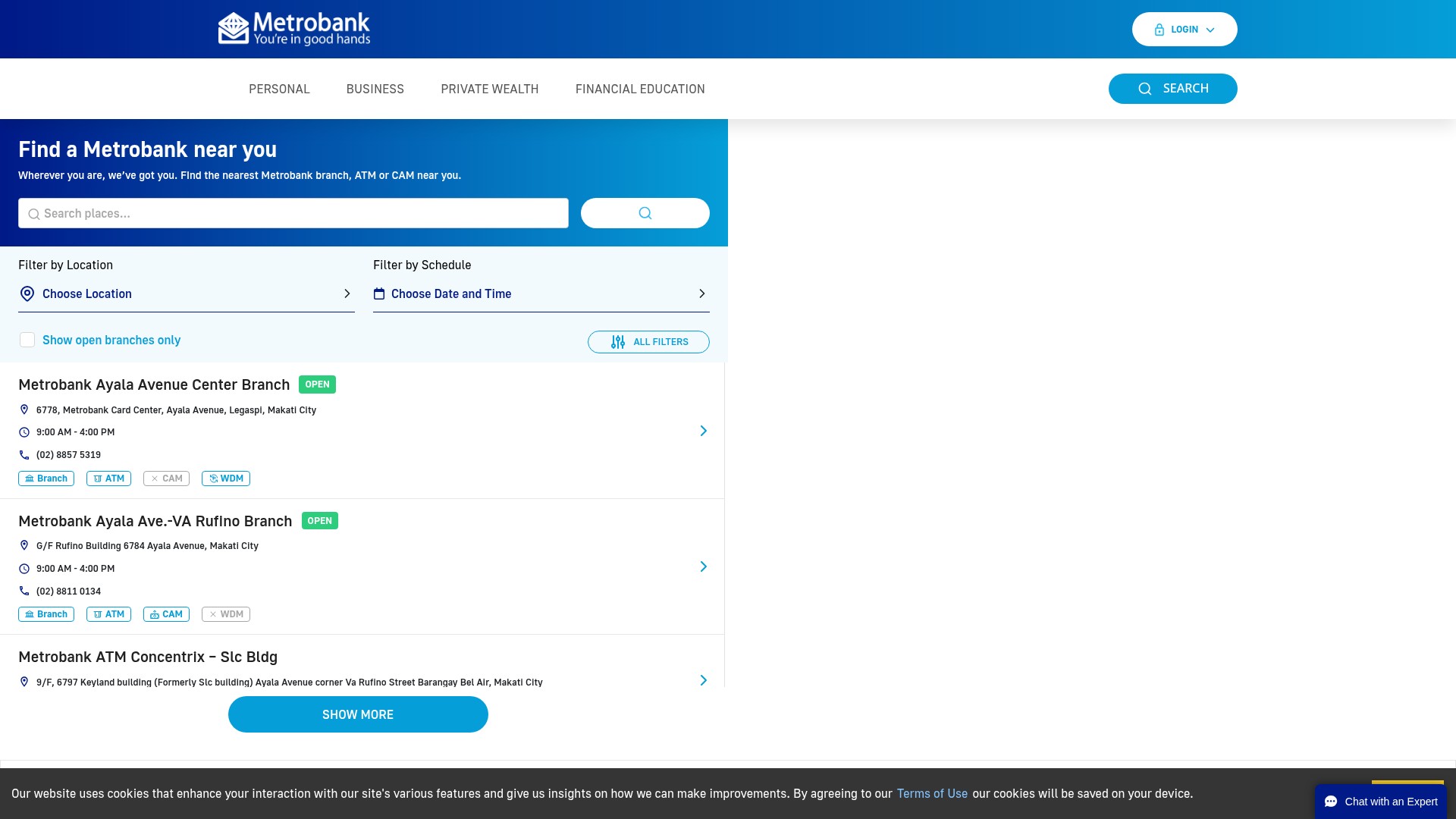 Screenshot of metrobank.com.ph