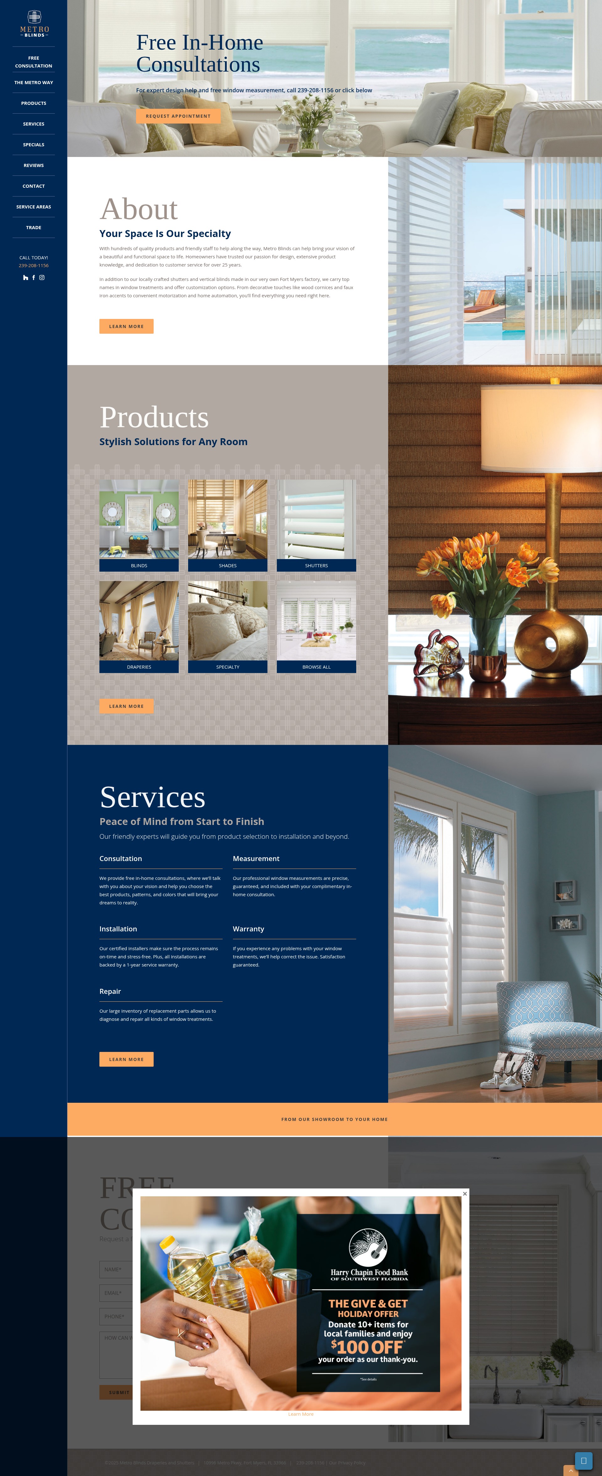 Screenshot of metroblindsfl.com