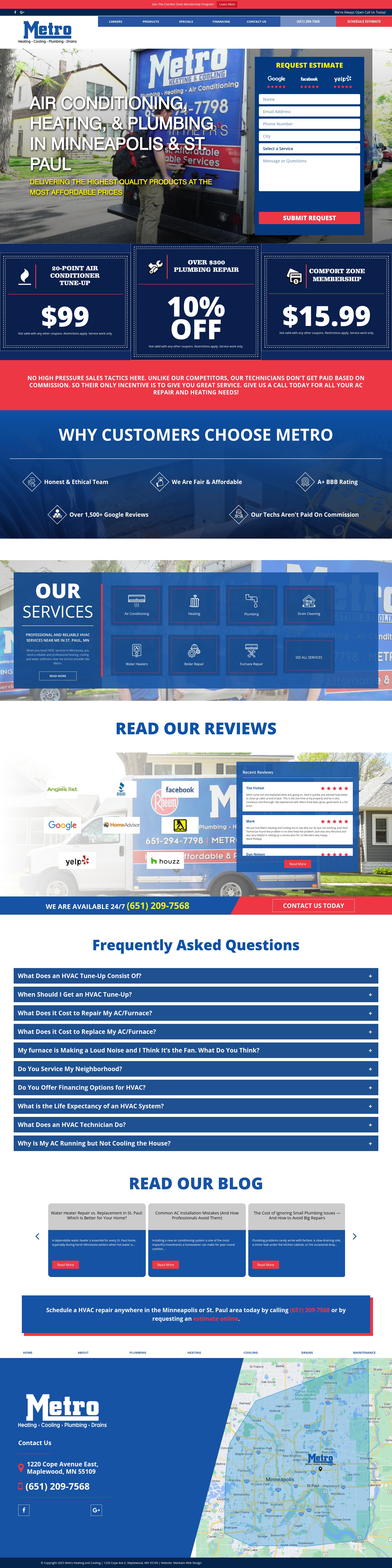 Screenshot of metroheating.net