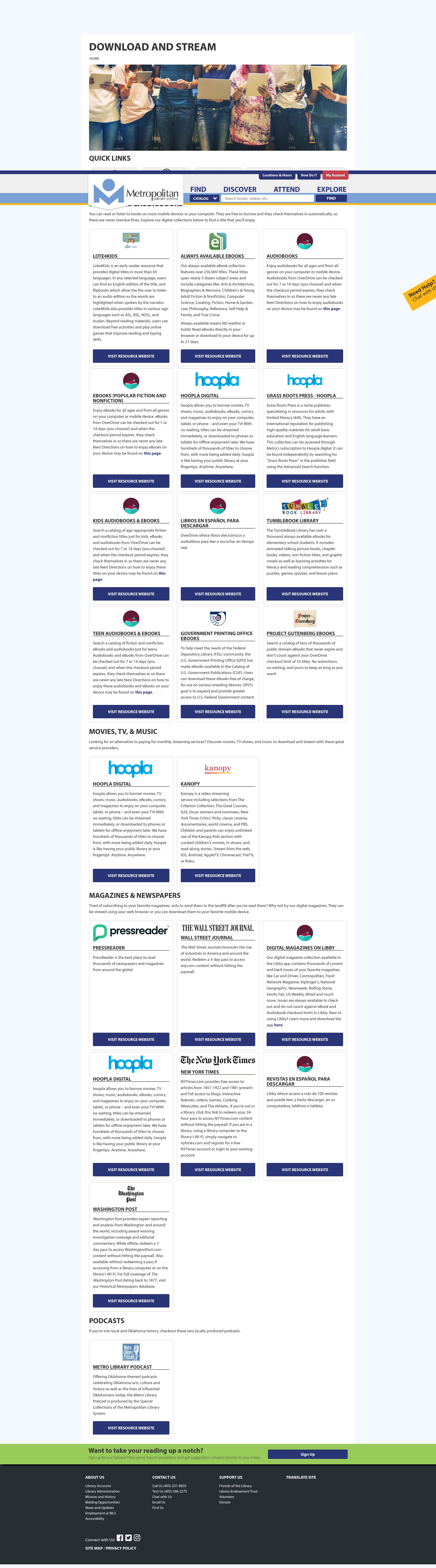 Screenshot of metrolibrary.org