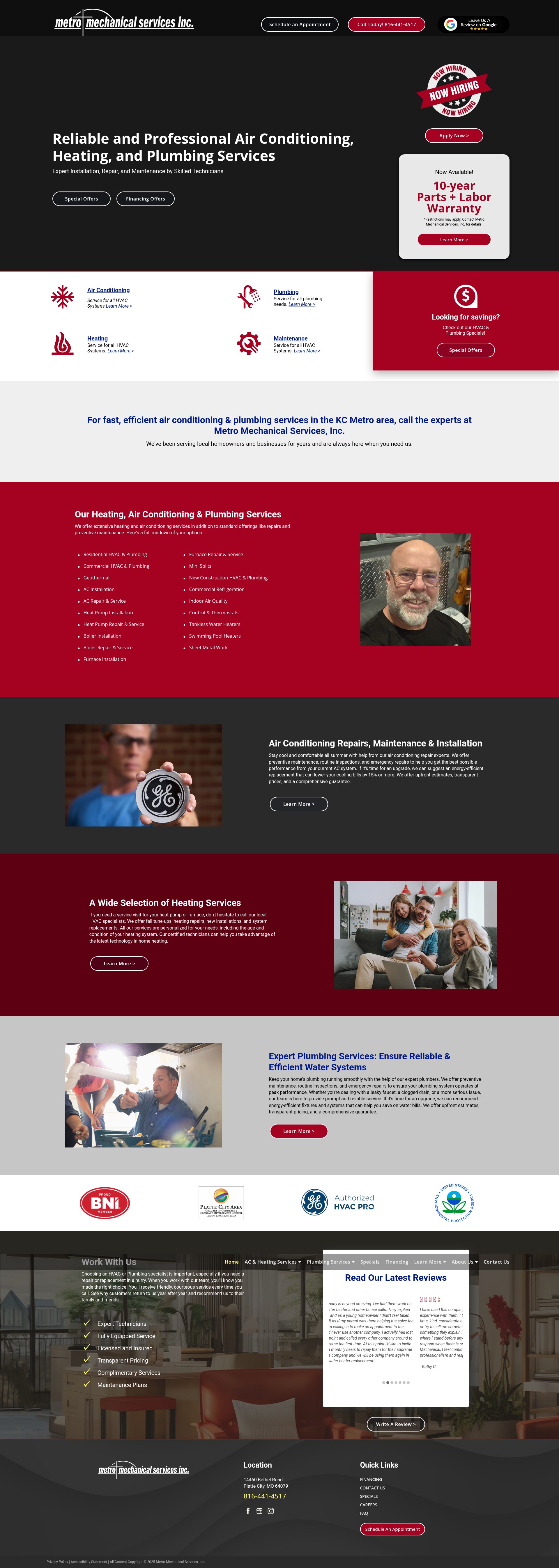Screenshot of metromechanicalservices.com