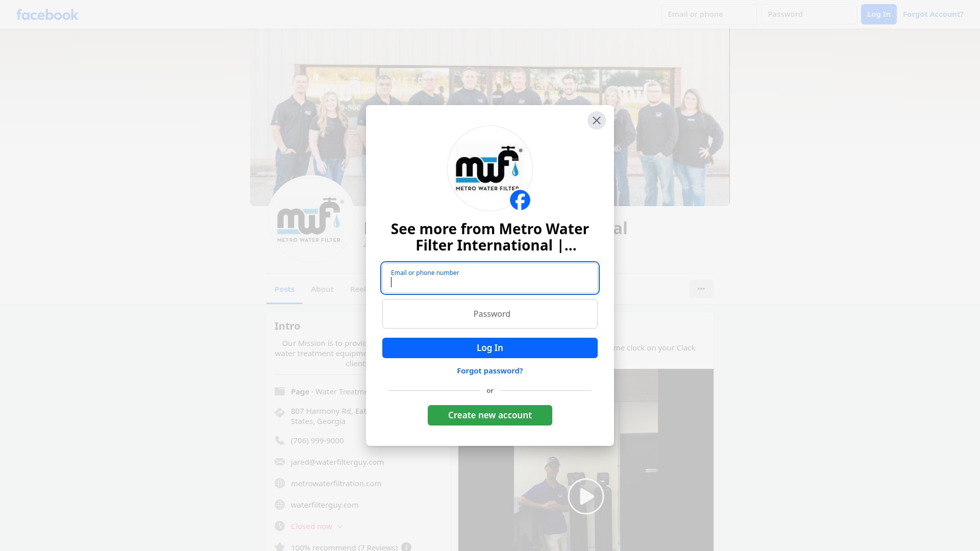 Screenshot of metrowaterfiltration.com