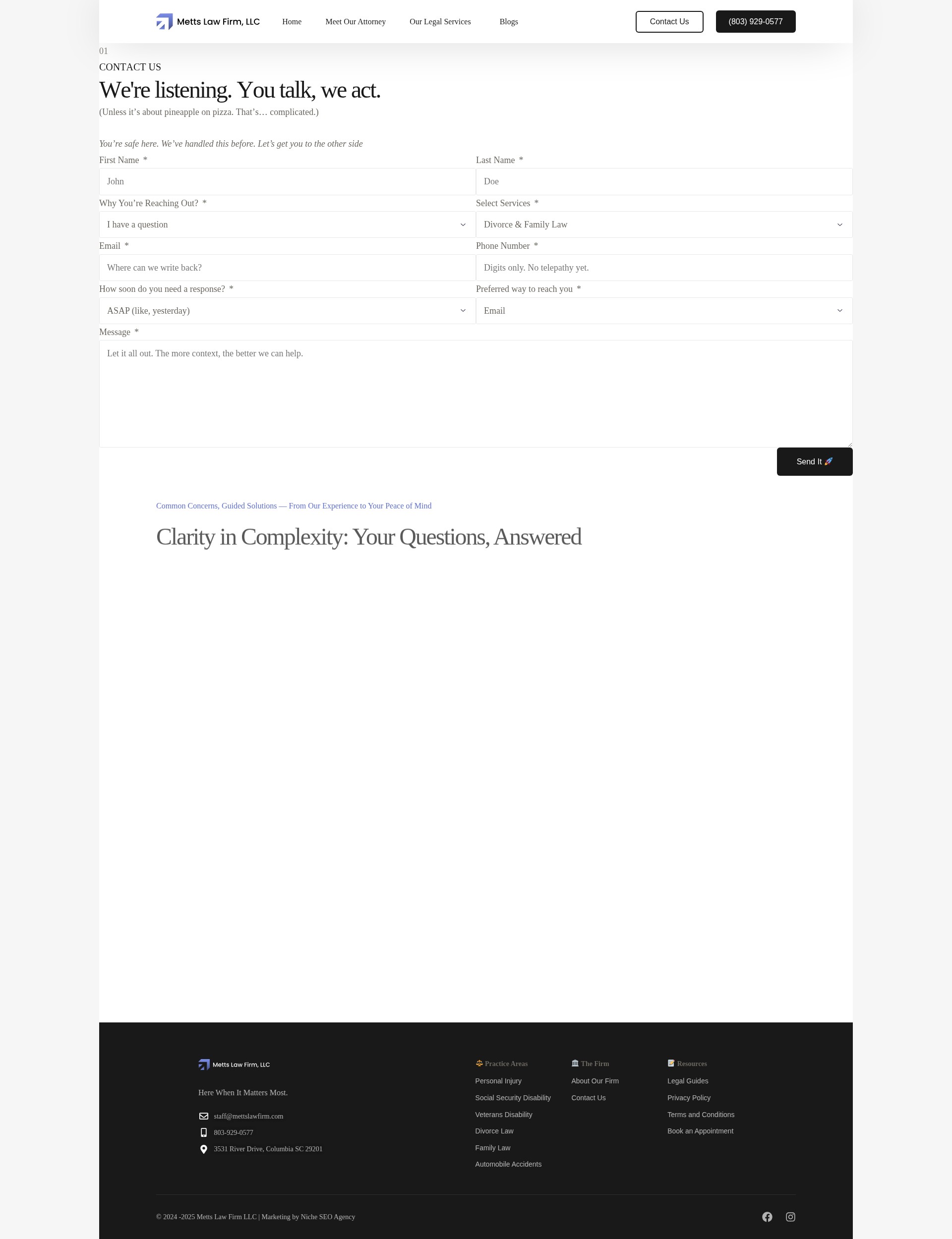 Screenshot of mettslawfirm.com