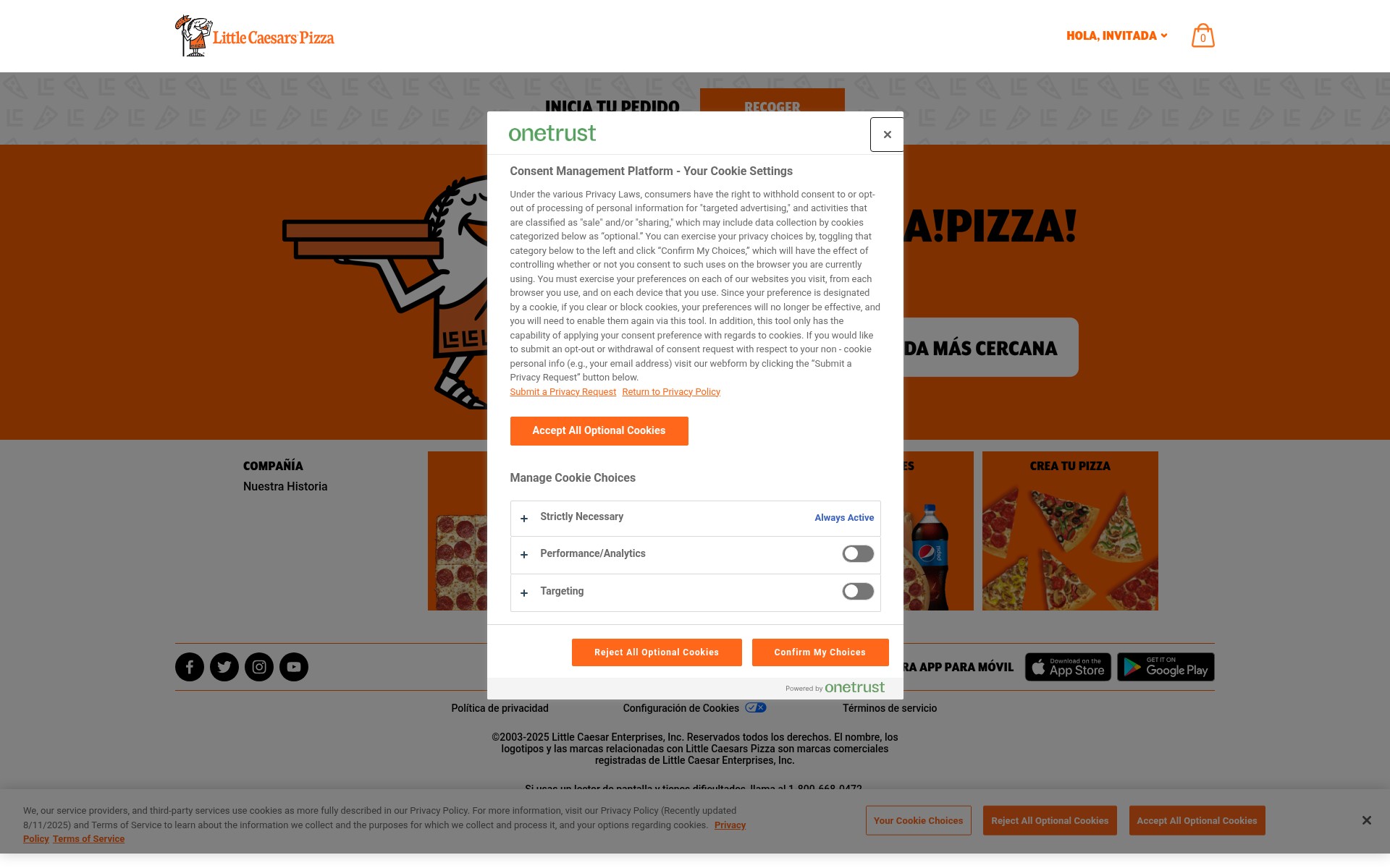 Screenshot of mexico.littlecaesars.com