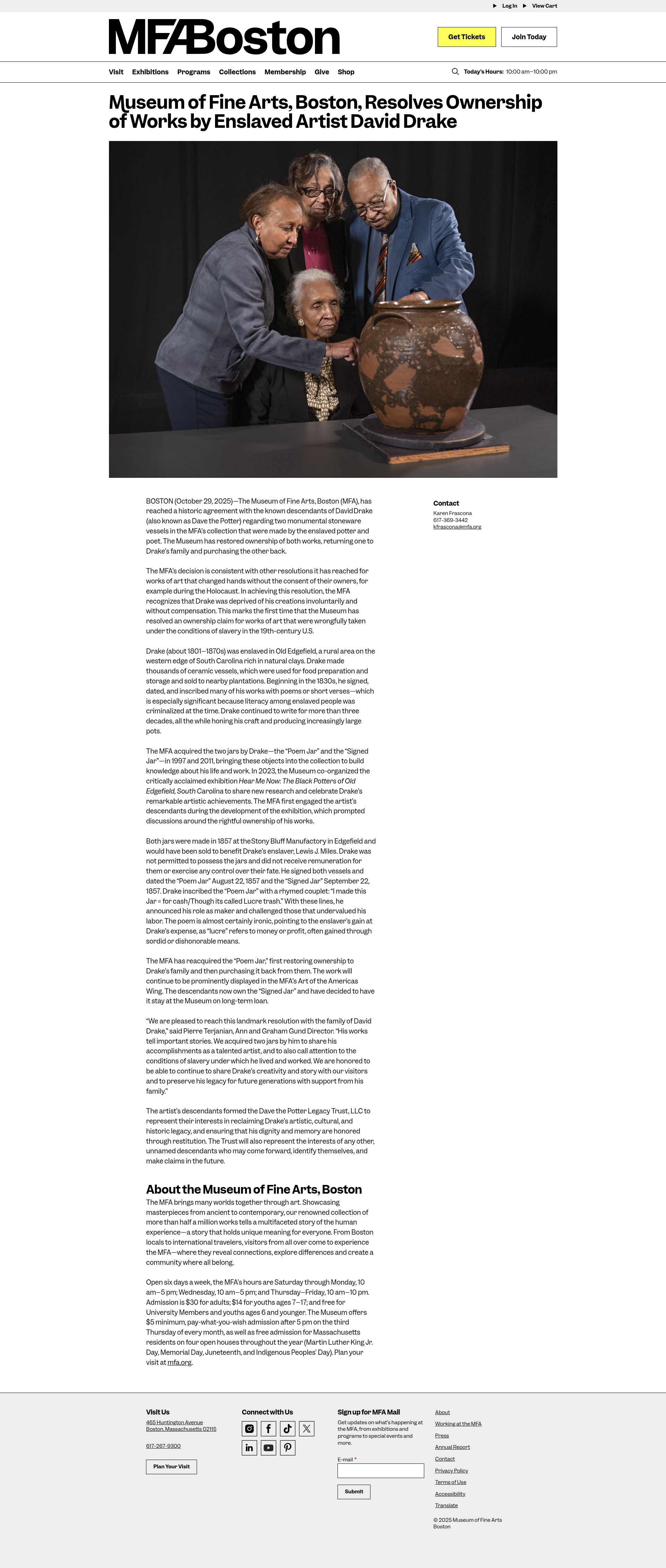 Screenshot of mfa.org