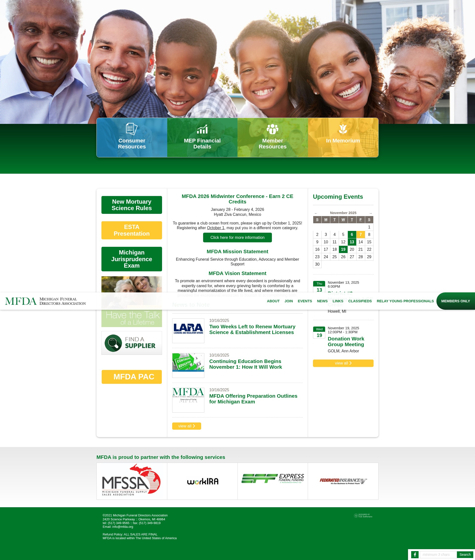 Screenshot of mfda.org