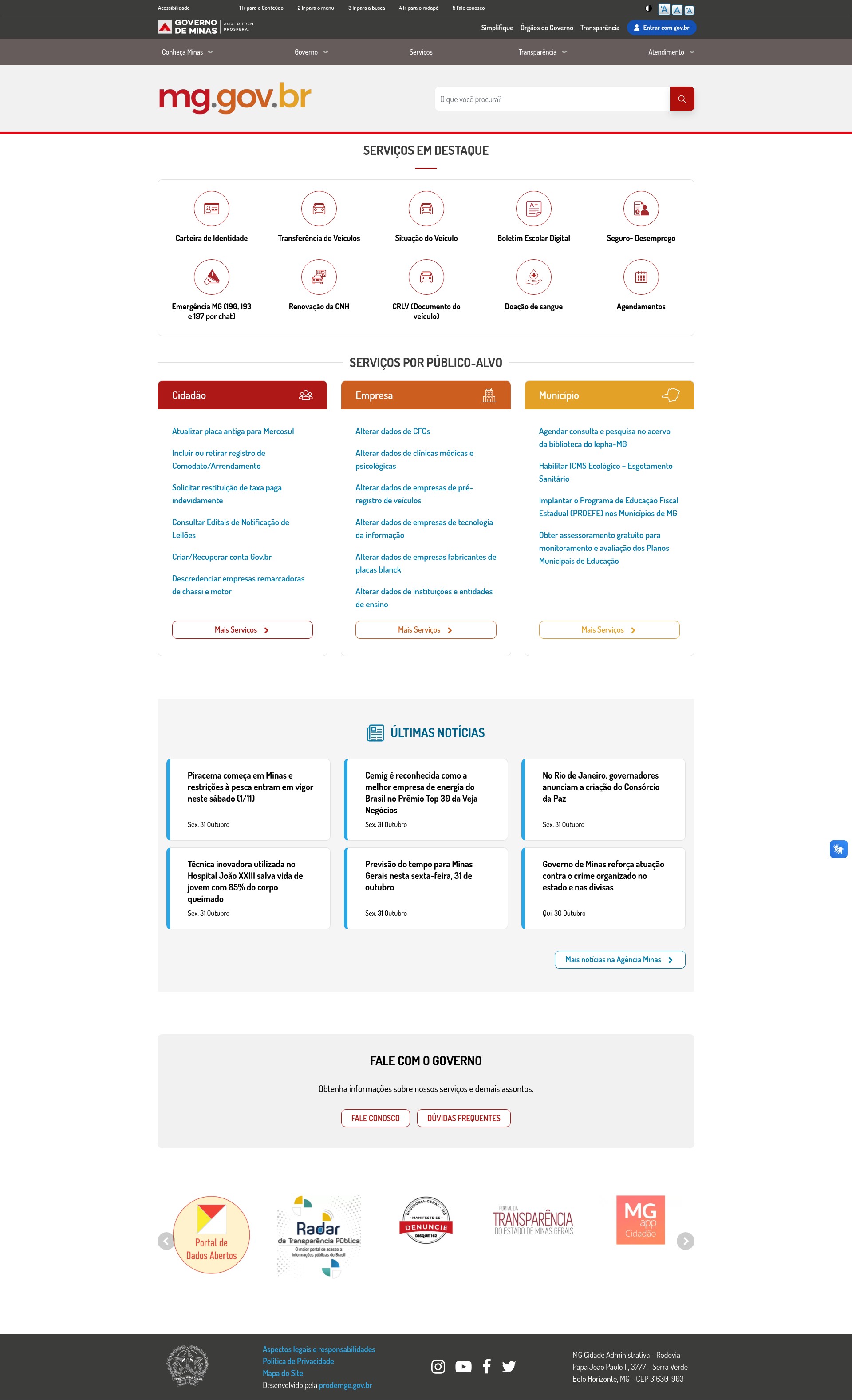 Screenshot of mg.gov.br