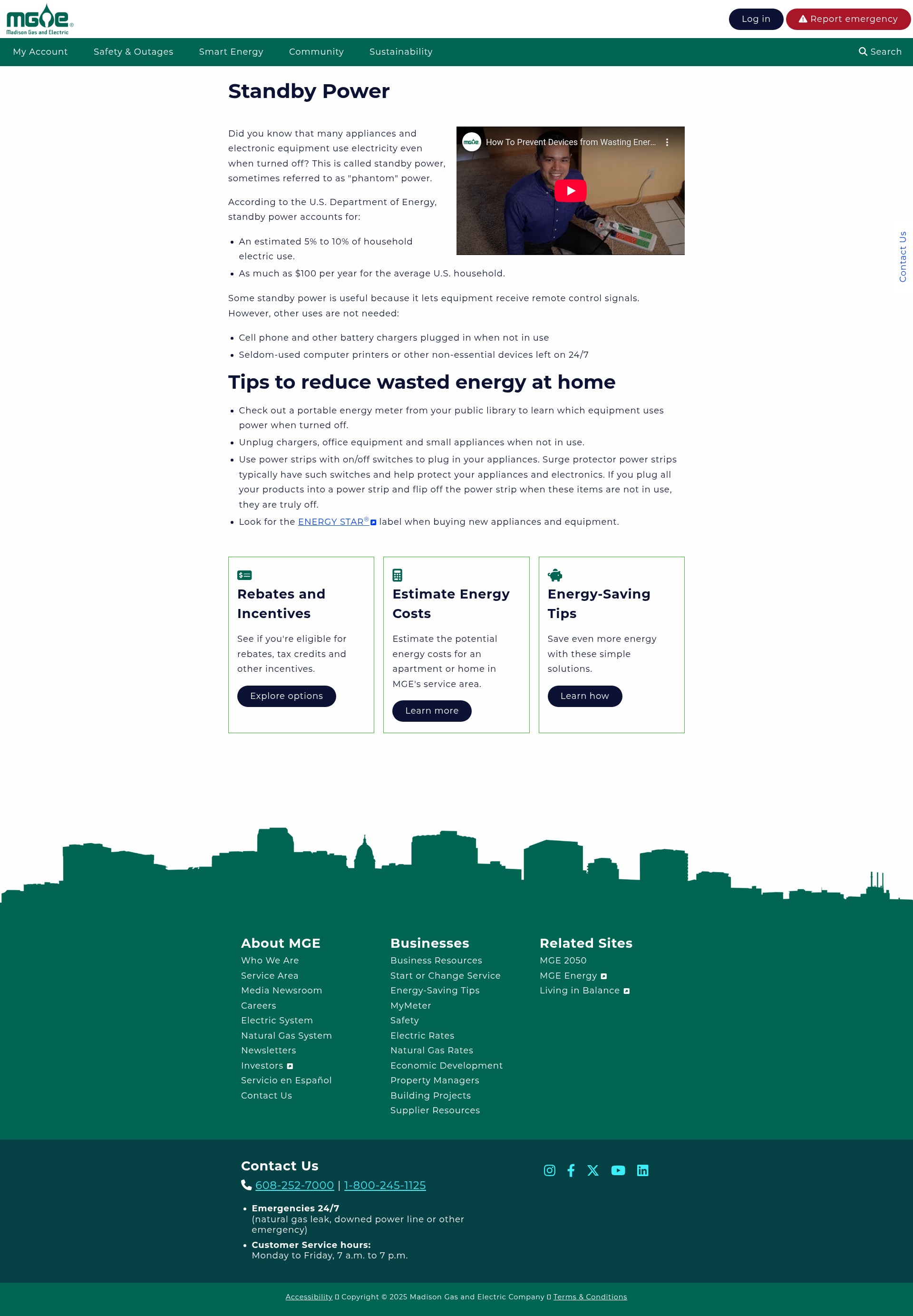 Screenshot of mge.com