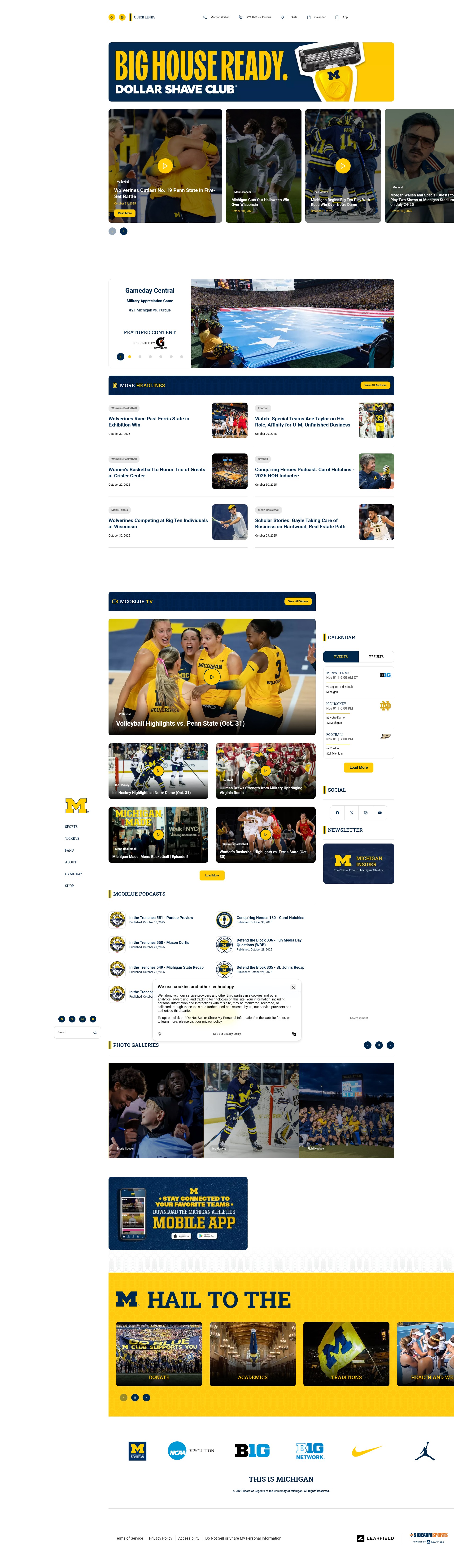 Screenshot of mgoblue.com